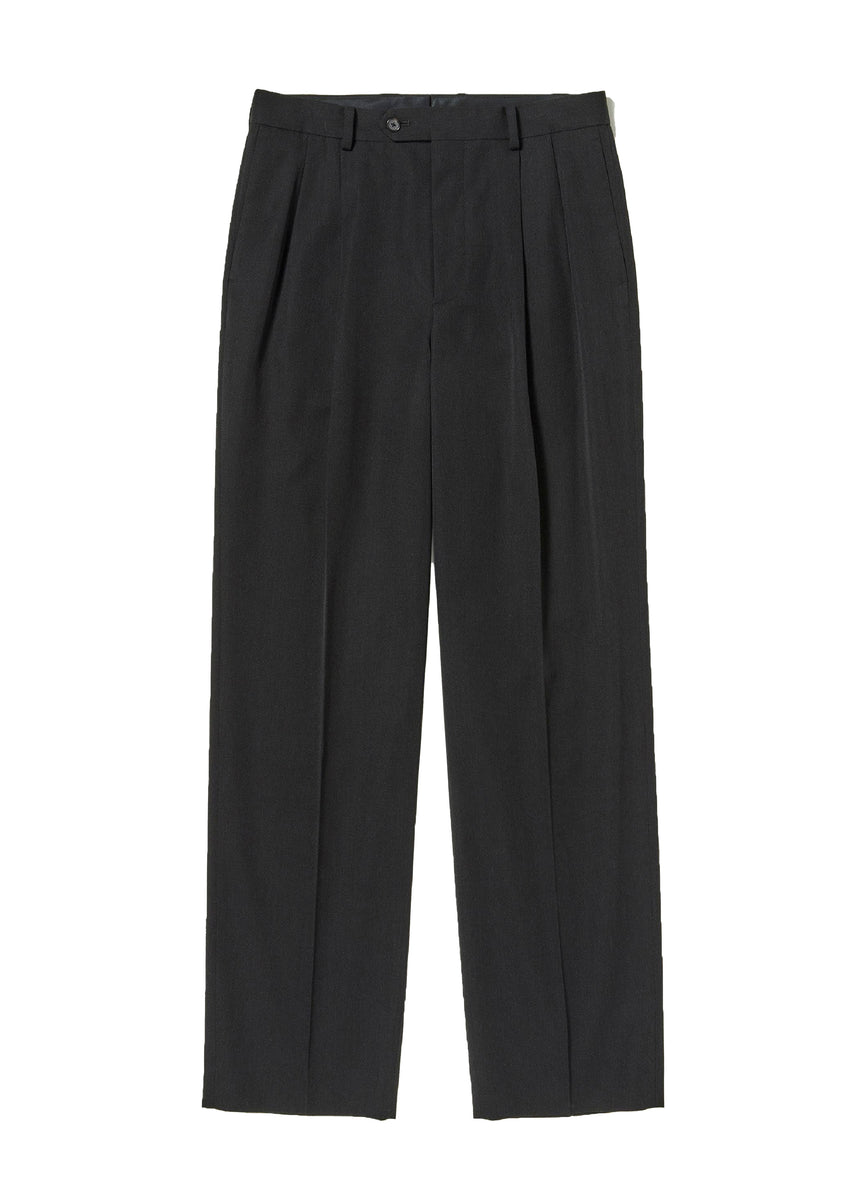 AURALEE - LIGHT WOOL MAX GABARDINE TWO-TUCK SLACKS TOP BLACK