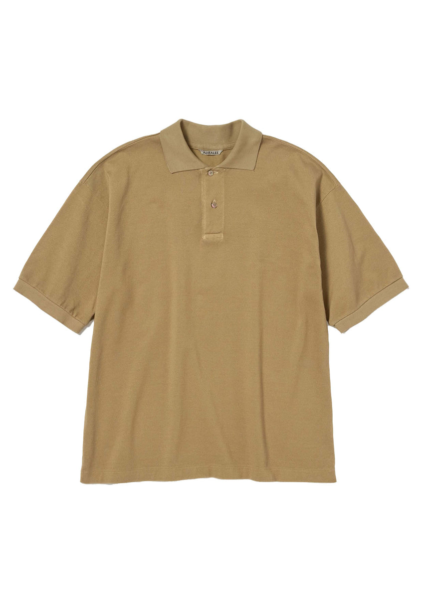 トップス AURALEE PIMA COTTON HEAVY PIQUE POLO AURALEE: Green Pima Cotton Heavy Pique Polo | SSENSE