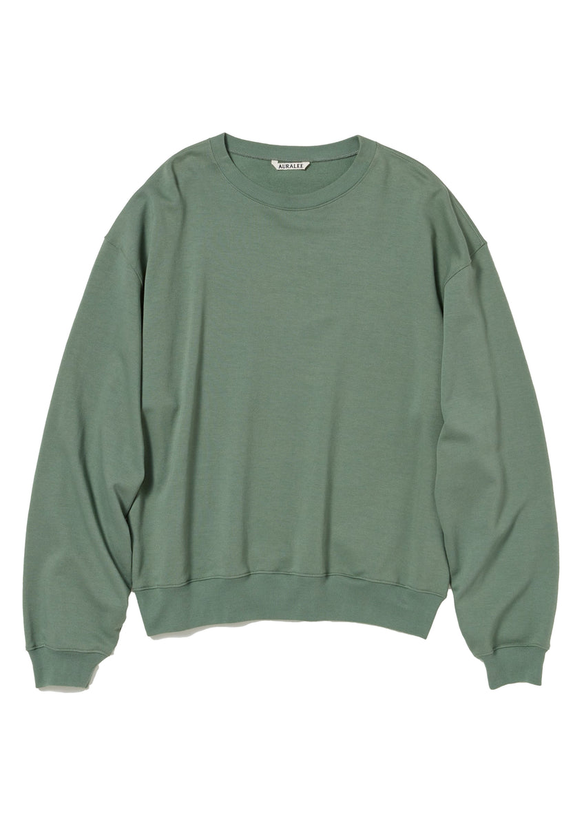 お歳暮ならオンライン P/O SWEAT GAUZE HIGH SUPER - AURALEE DUSTY MTP SOLAR – GREEN トップス