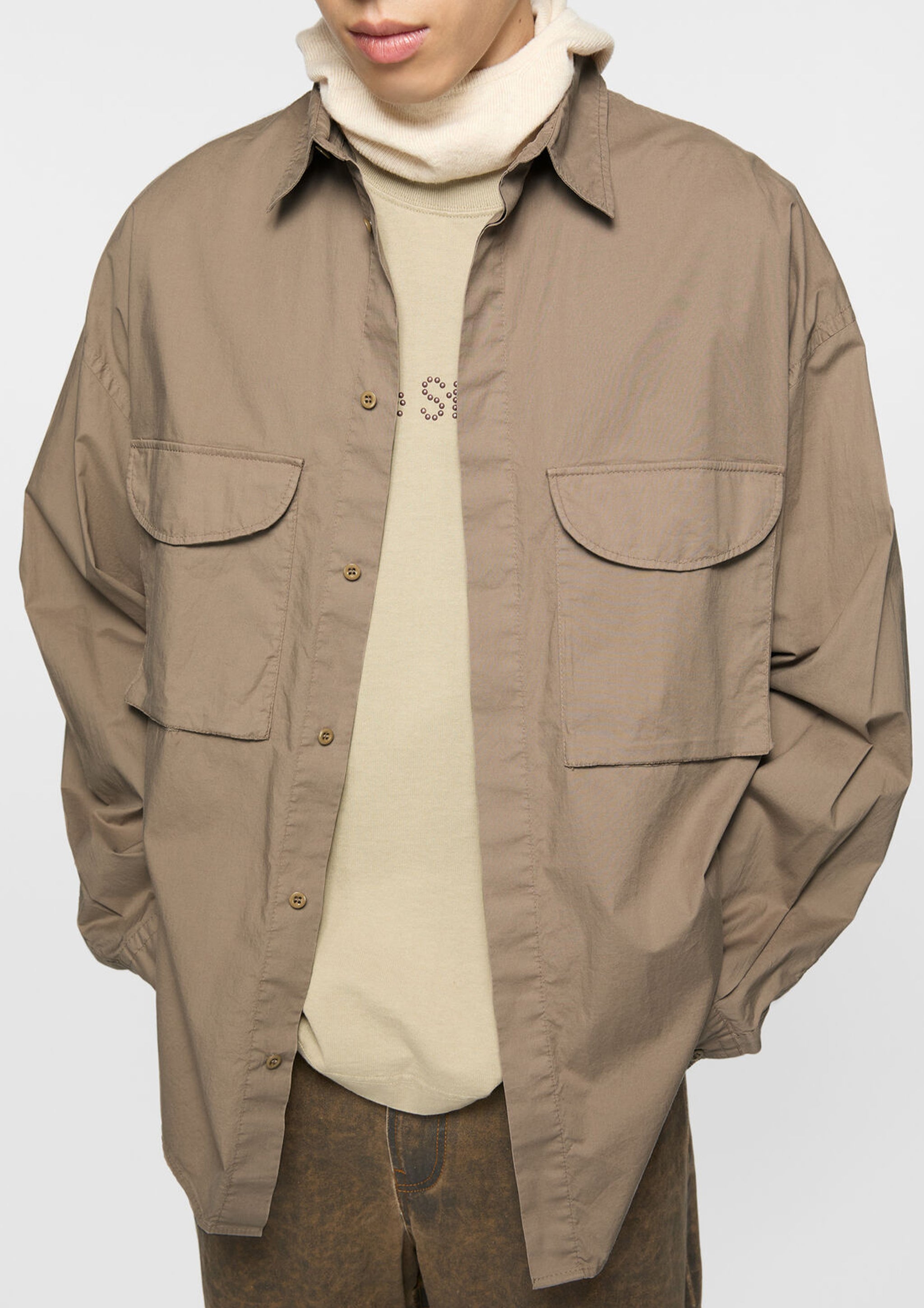 ACNE STUDIOS - BUTTON-UP SHIRT TAUPE BROWN – SOLAR MTP