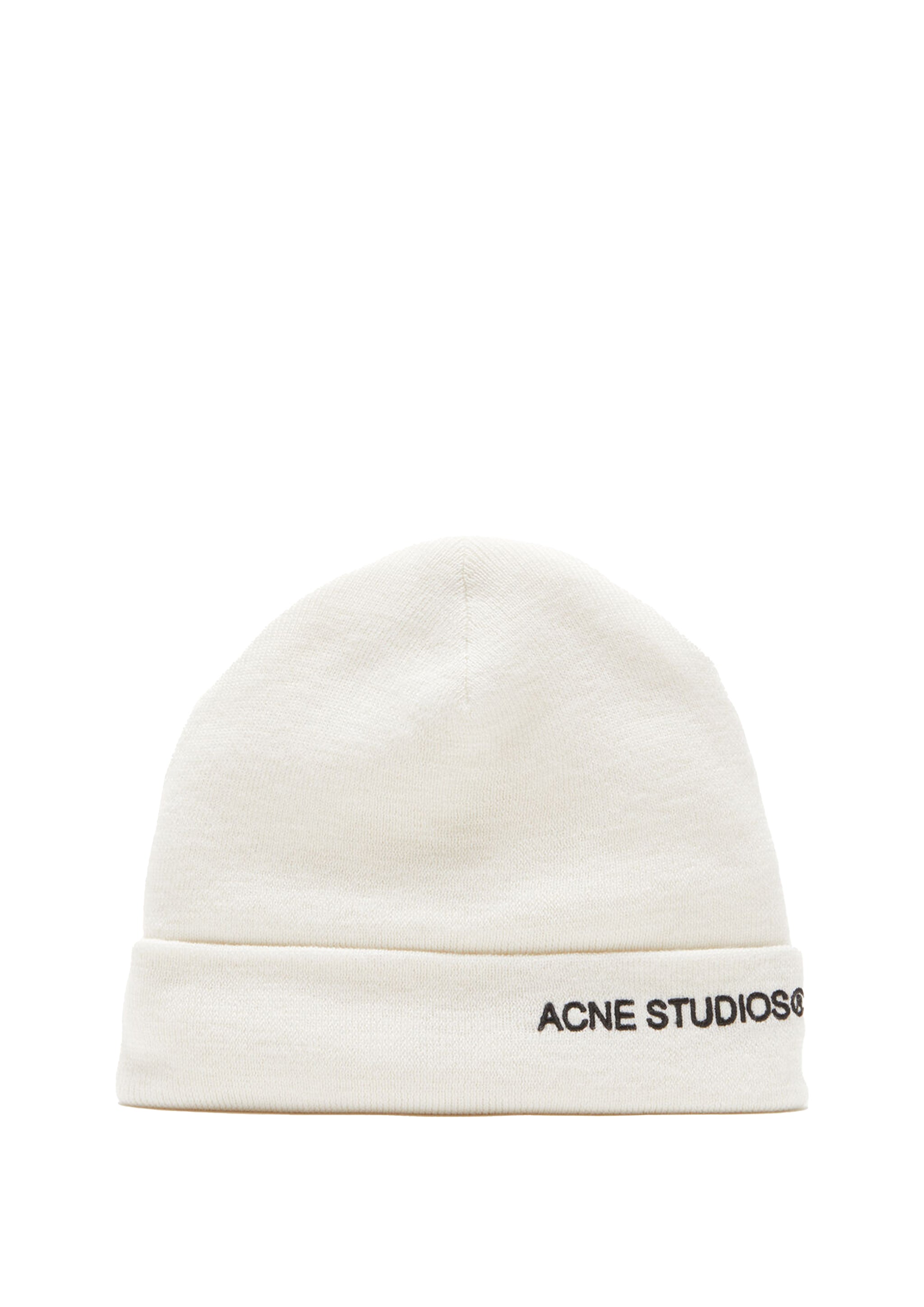 ACNE STUDIOS - EMBROIDERED LOGO BEANIE OFF-WHITE – SOLAR MTP