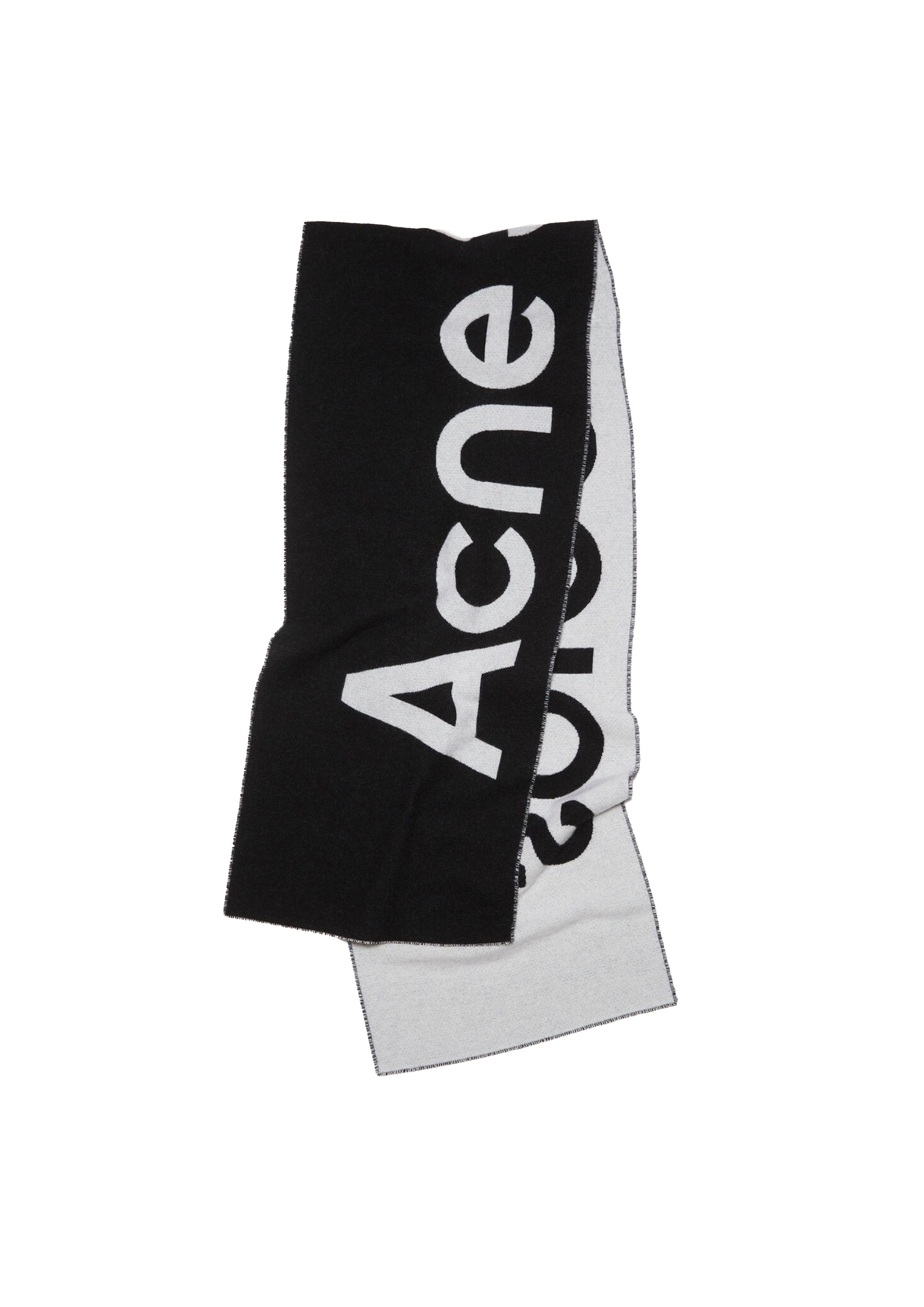 ACNE STUDIOS - LOGO JACQUARD SCARF NARROW BLACK / WHITE – SOLAR MTP