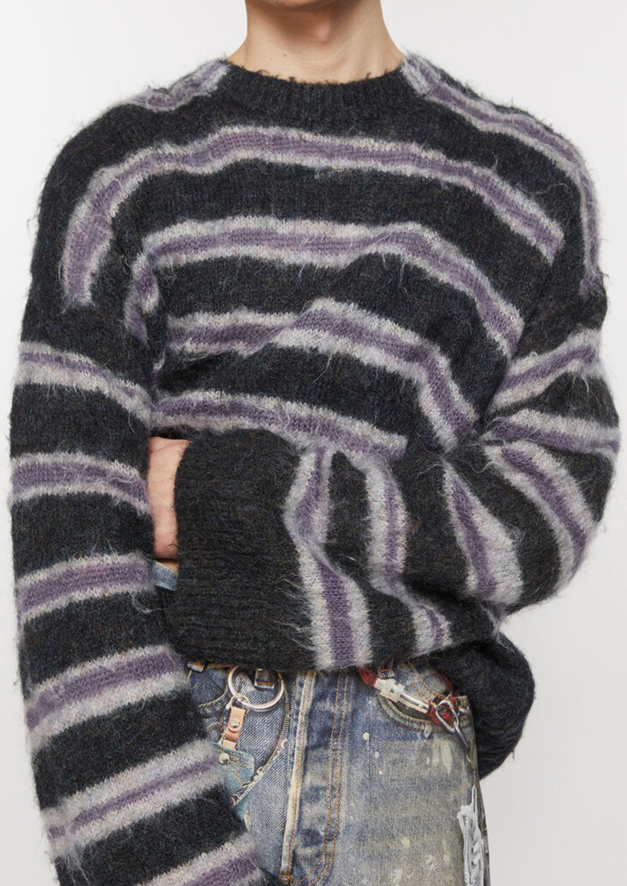 ACNE STUDIOS - MOHAIR BLEND JUMPER DARK GREY MELANGE / MULTI
