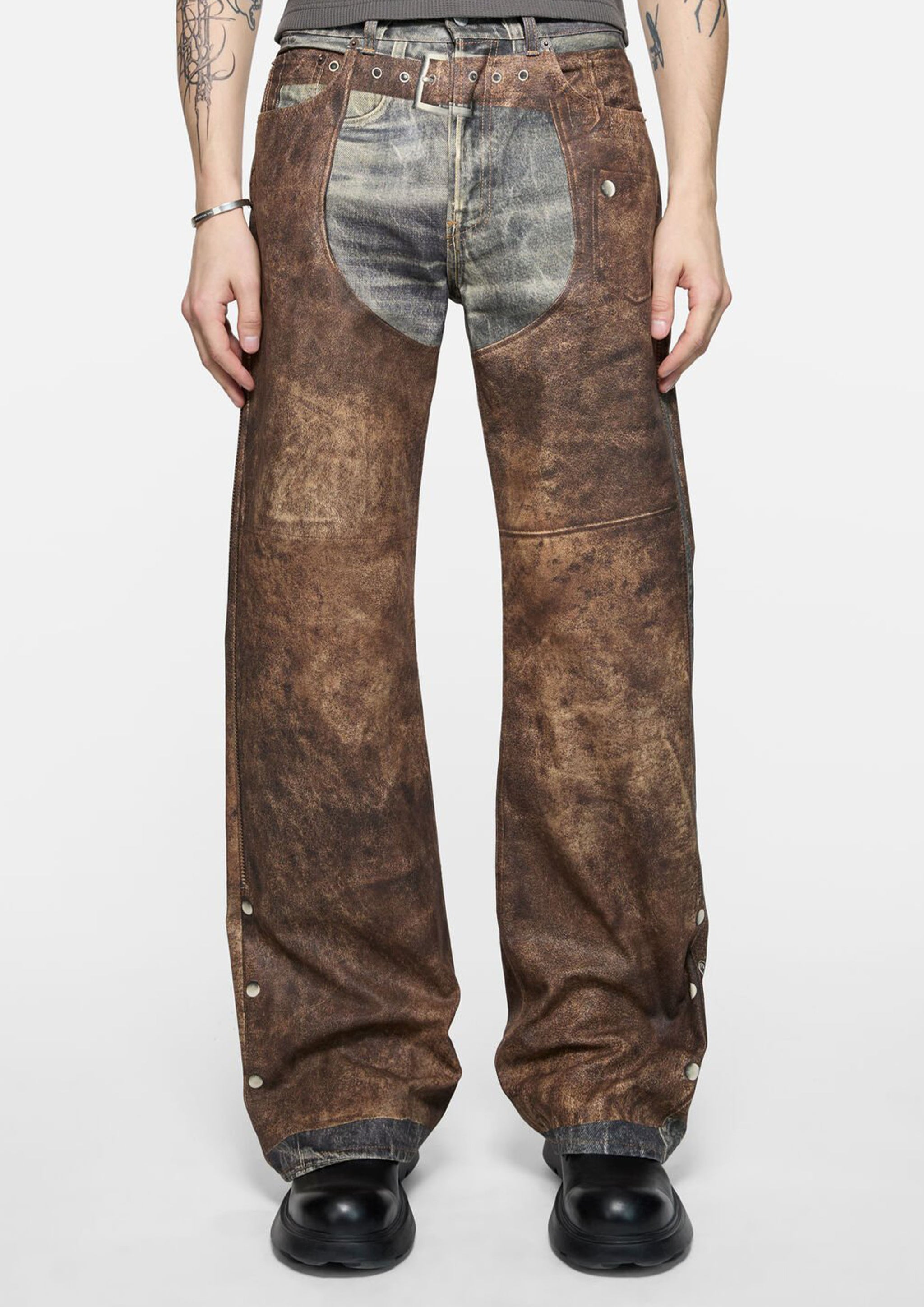 ACNE STUDIOS - PRINTED JEANS - REGULAR FIT BLUE/BROWN – SOLAR MTP