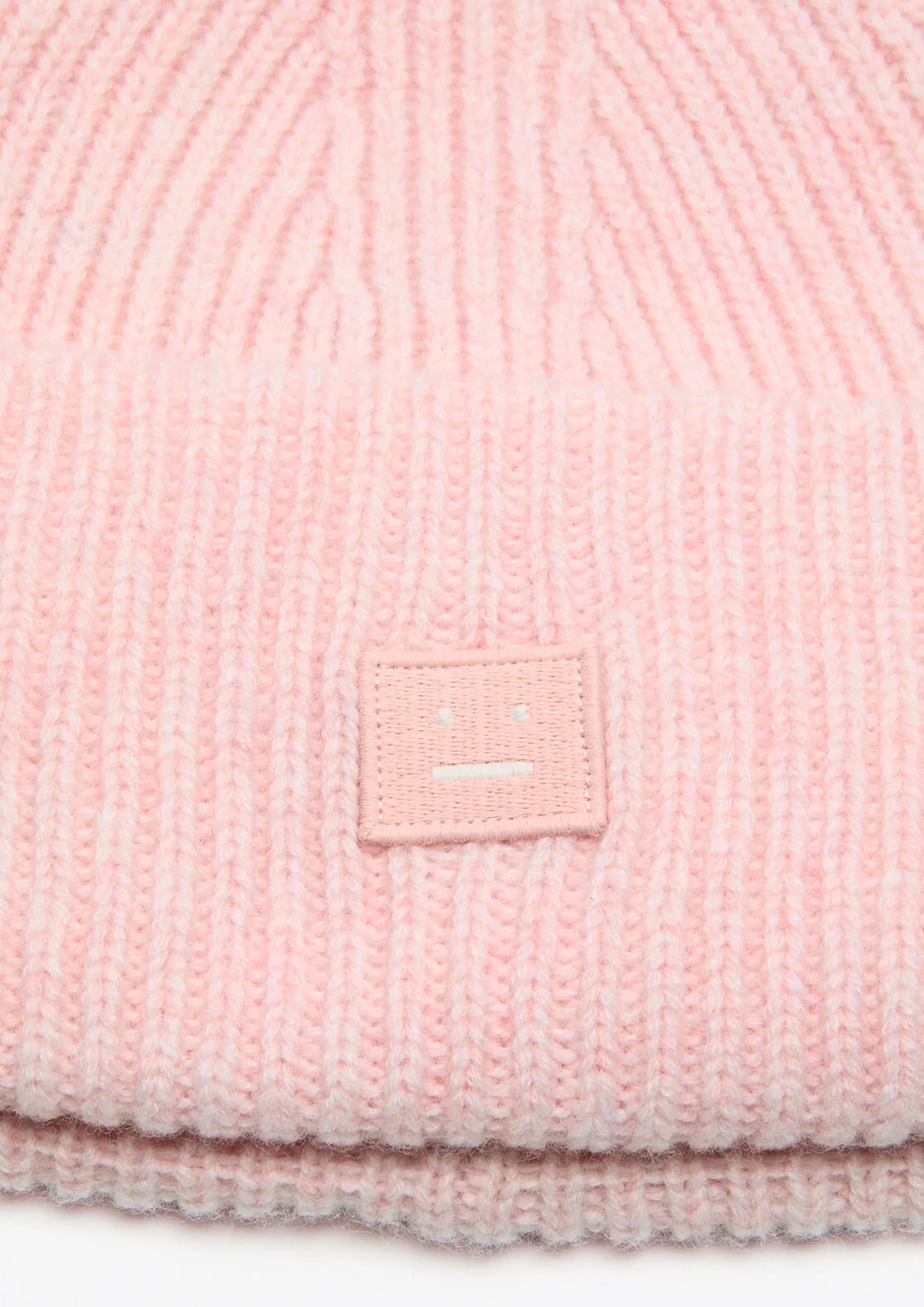 ACNE STUDIOS - SMALL FACE LOGO BEANIE FADED PINK MELANGE 
