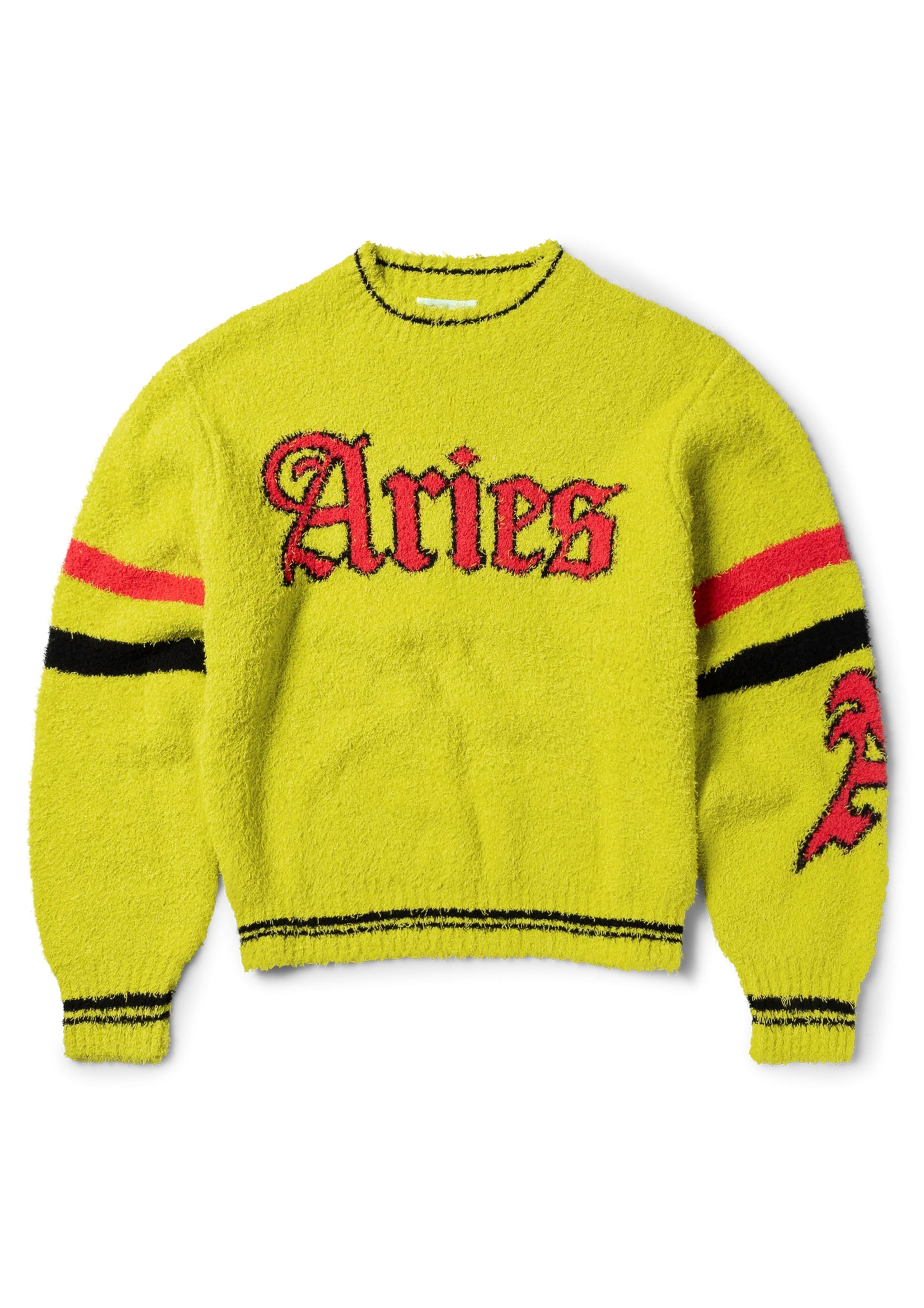 ARIES - ACID BOUCLE KNIT CREW YELLOW – SOLAR MTP