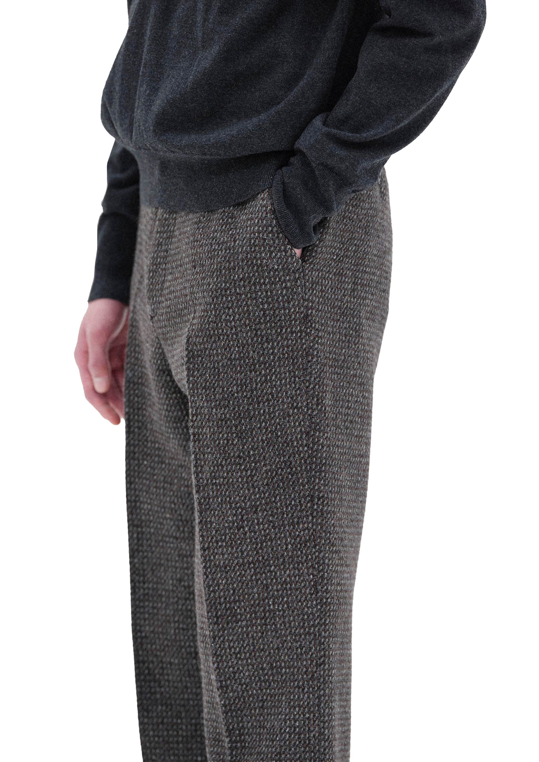 AURALEE - ALPACA WOOL SILK TWEED SLACKS GRAY BROWN HAIRLINE