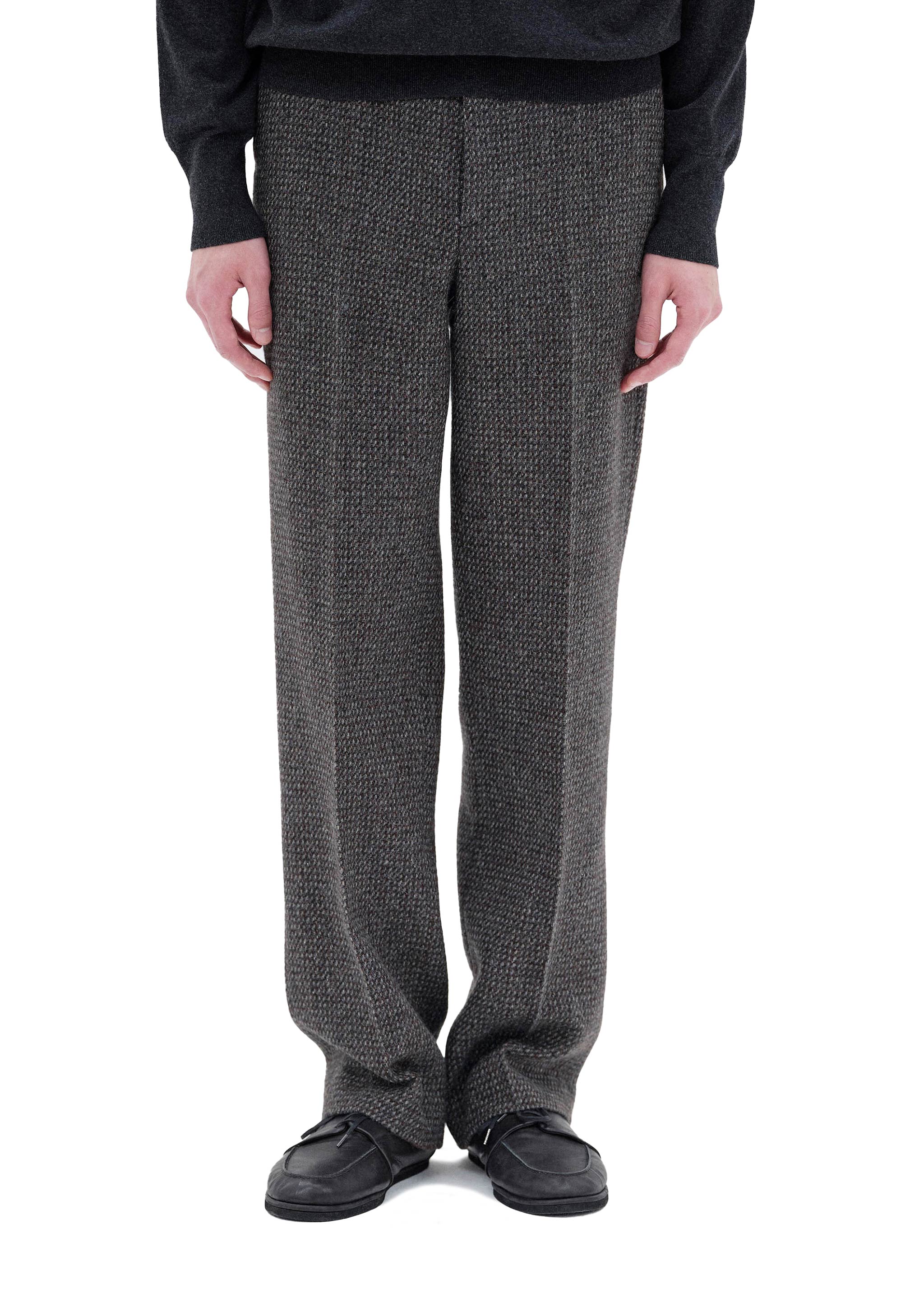 パンツ AURALEE SILK SUMMER TWEED SLACKS Auralee Linen Silk Tweed Slacks in Dark Navy Curated at Jake