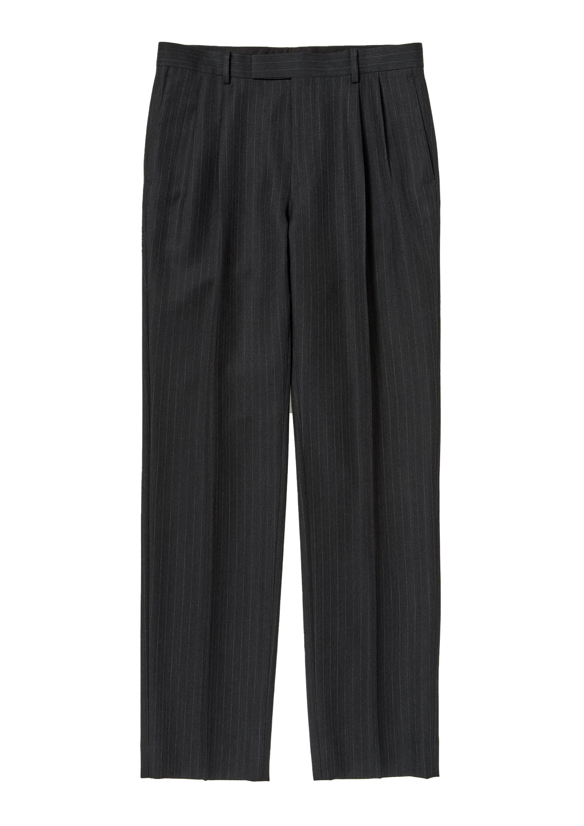 AURALEE - BLUEFACED WOOL TWO-TUCK SLACKS CHARCOAL NAVY