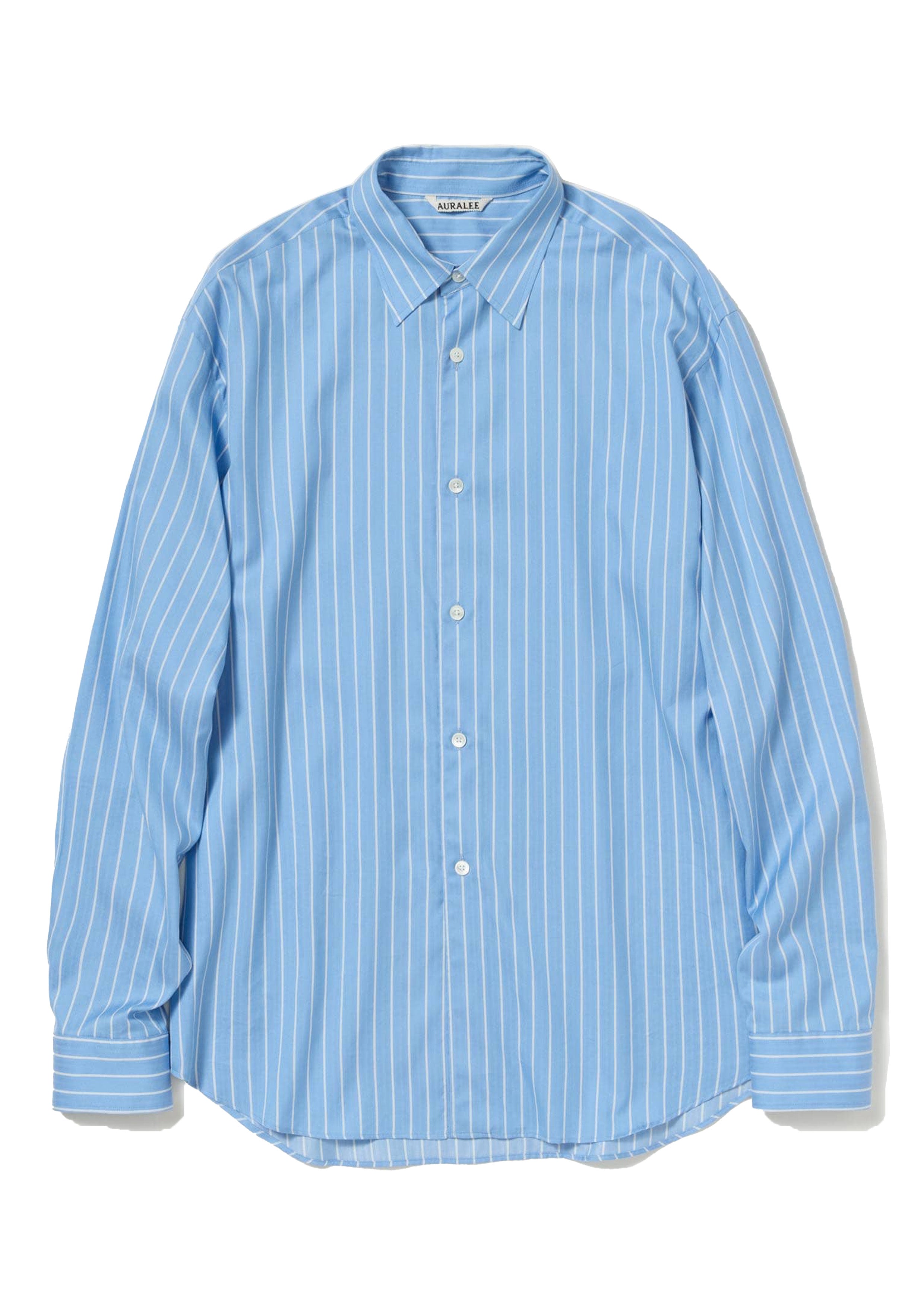 AURALEE - COTTON SILK STRIPE SHIRT SAX BLUE STRIPE – SOLAR MTP