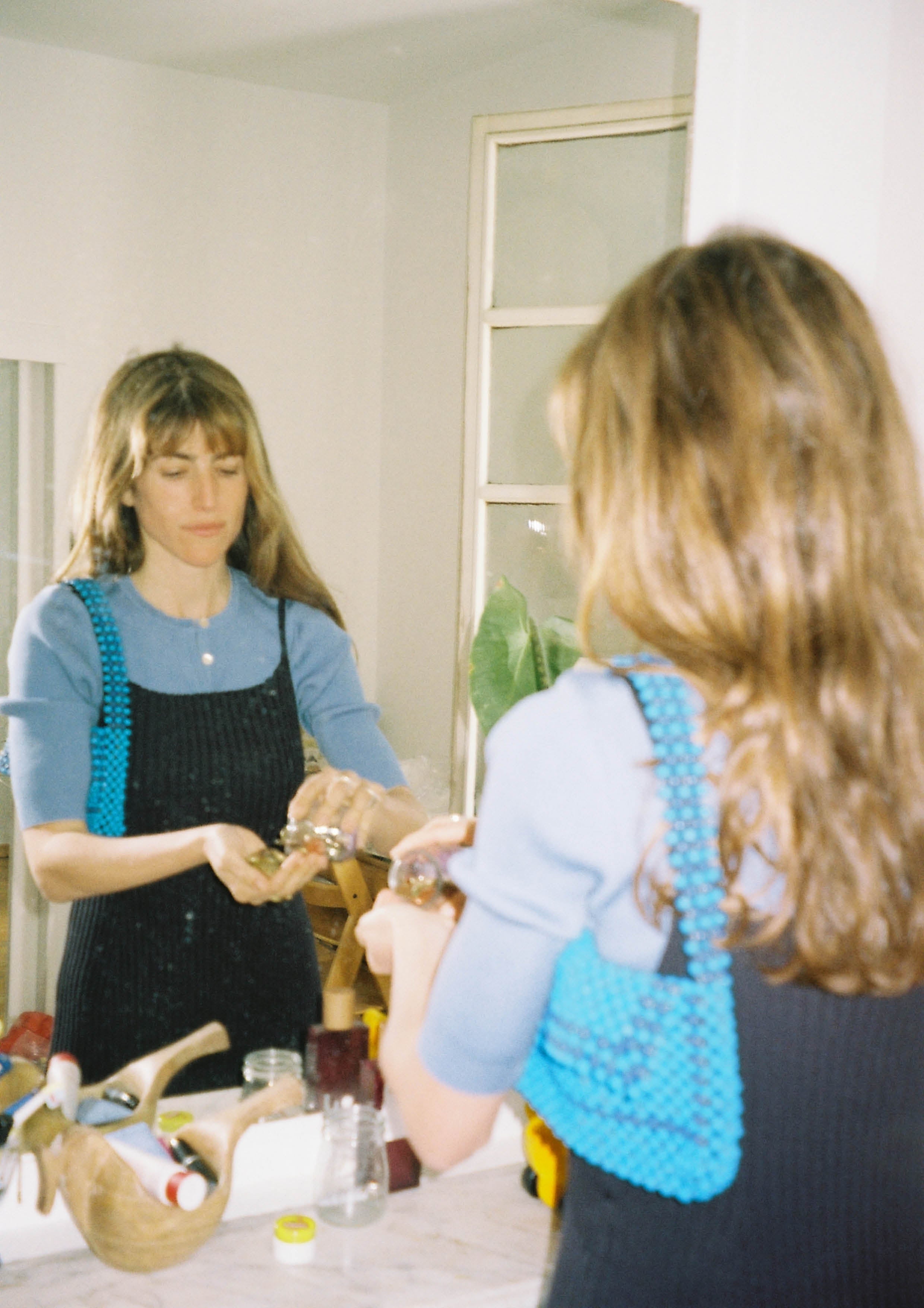 AURALEE - GIZA HIGH GAUGE RIB KNIT SHORT CARDIGAN LIGHT BLUE