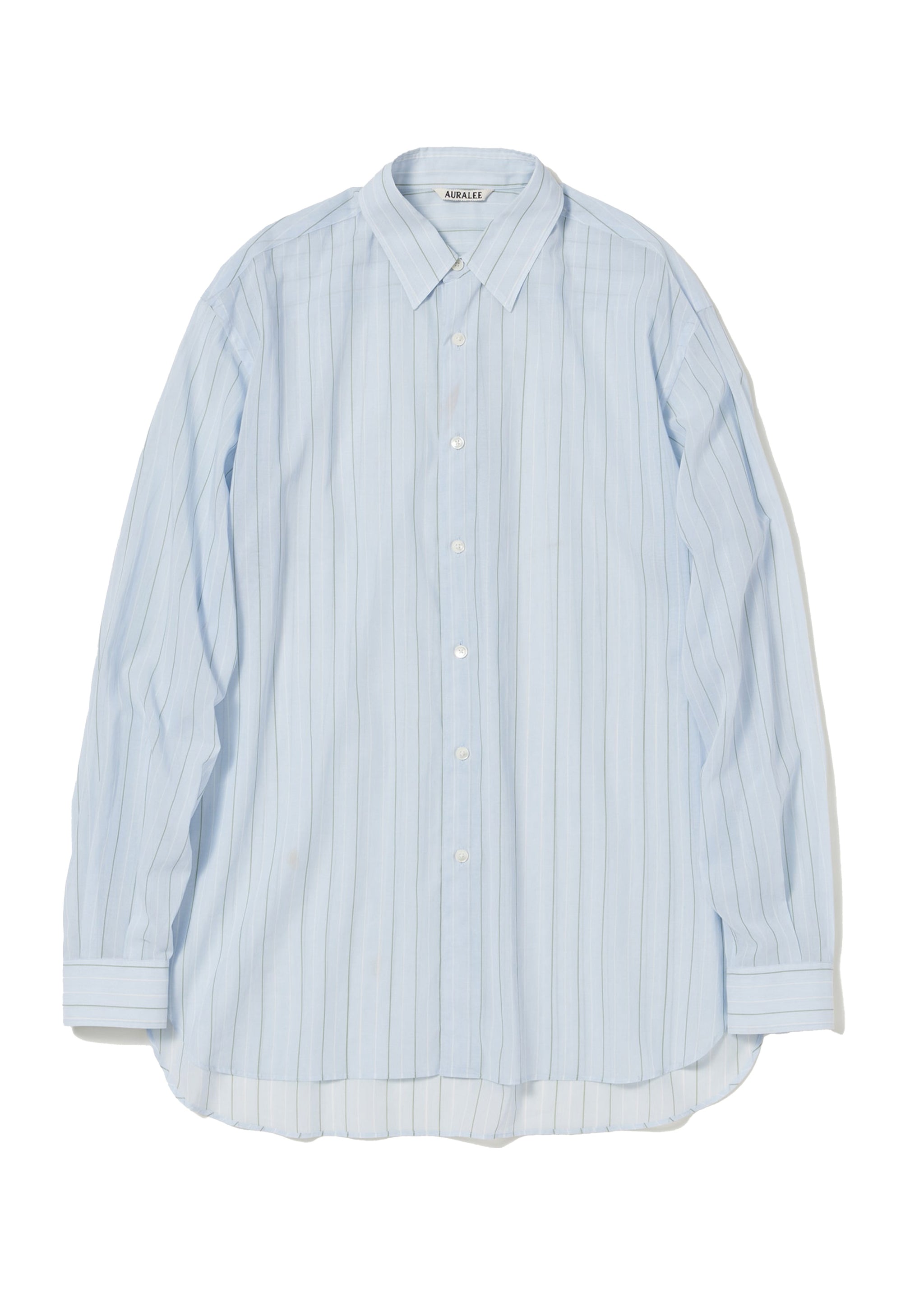AURALEE - HARD TWIST FINX ORGANDY STRIPE SHIRT LIGHT BLUE STRIPE