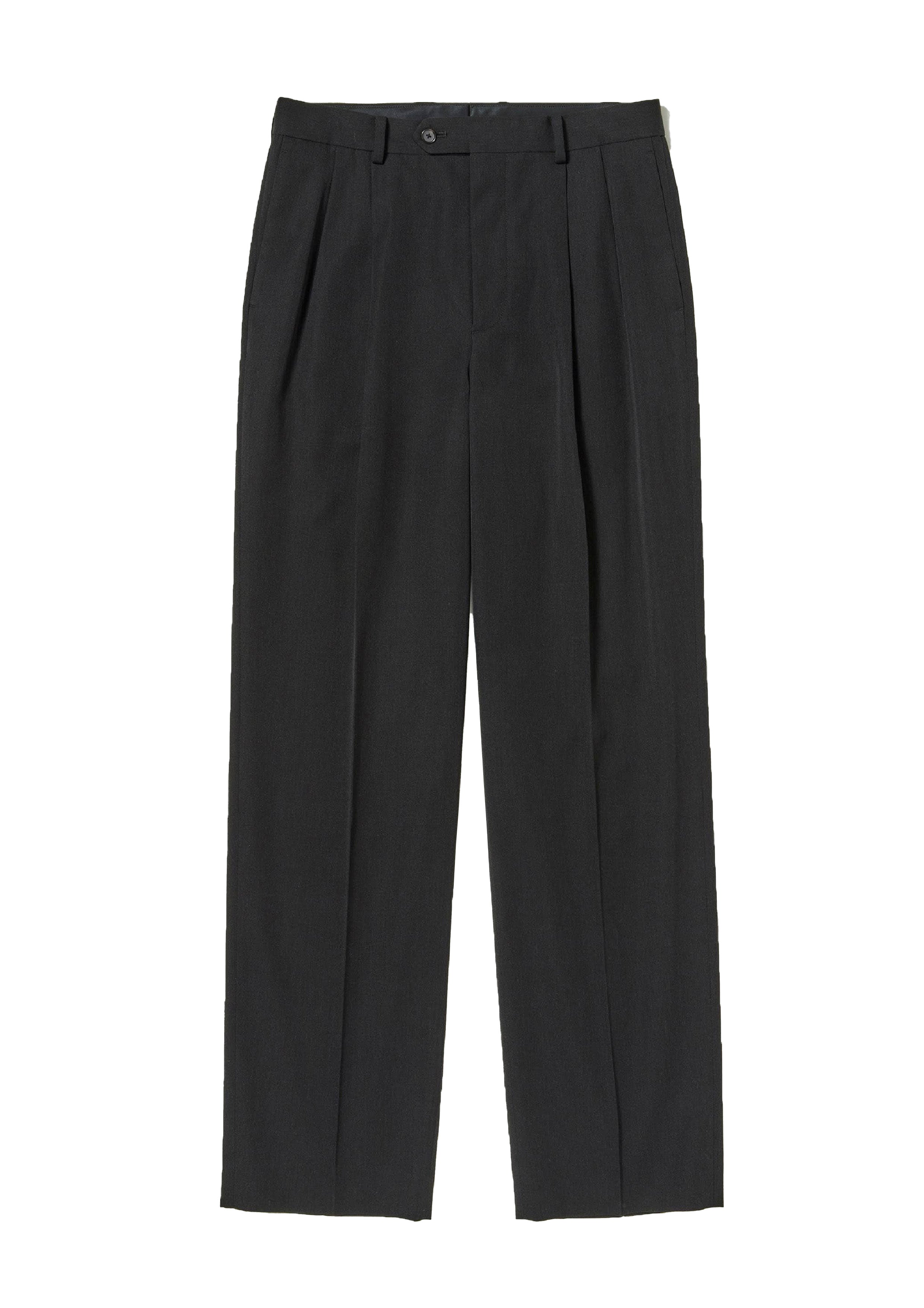 AURALEE - LIGHT WOOL MAX GABARDINE TWO-TUCK SLACKS TOP BLACK