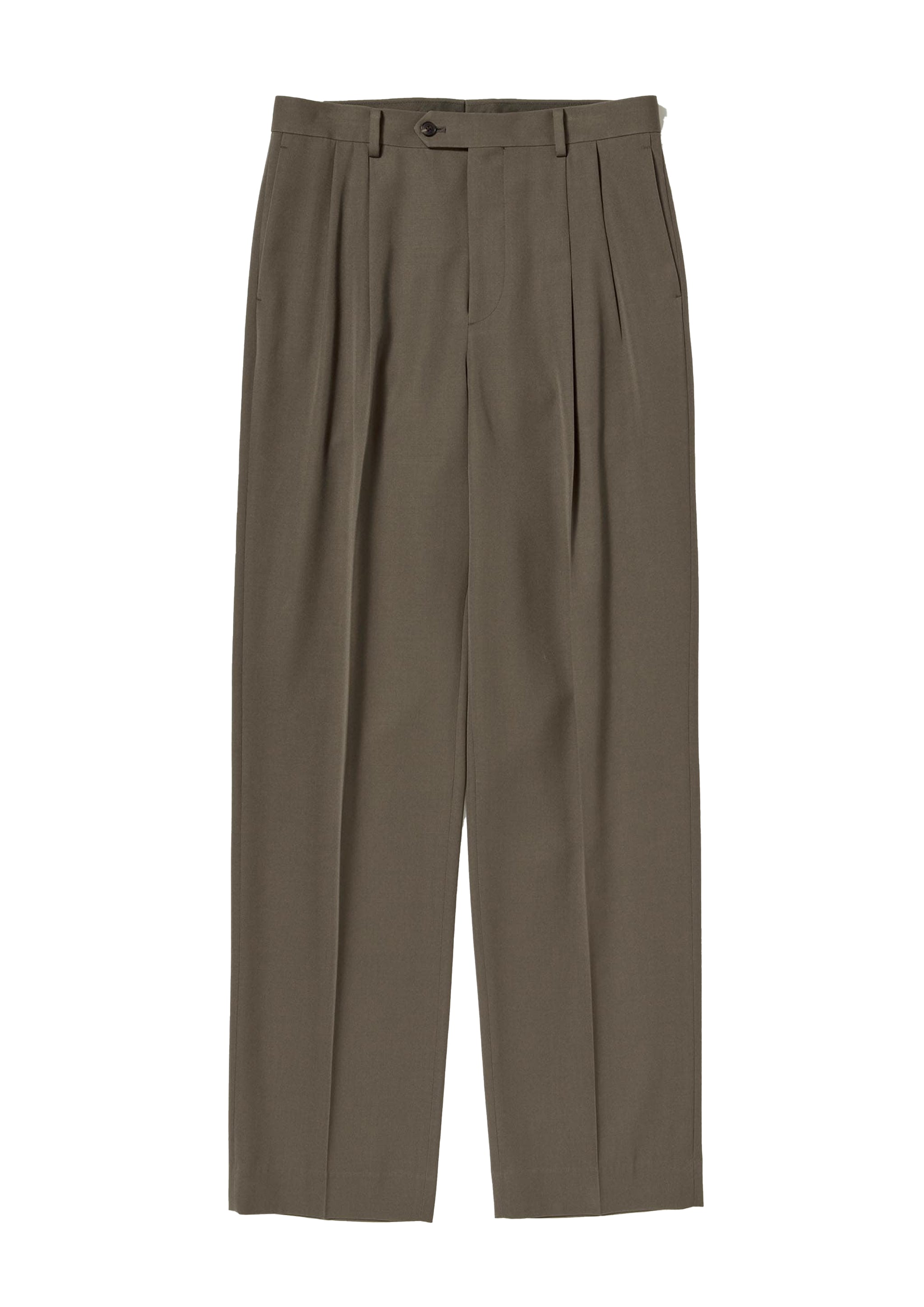 AURALEE - LIGHT WOOL MAX GABARDINE TWO-TUCK SLACKS DARK OLIVE 