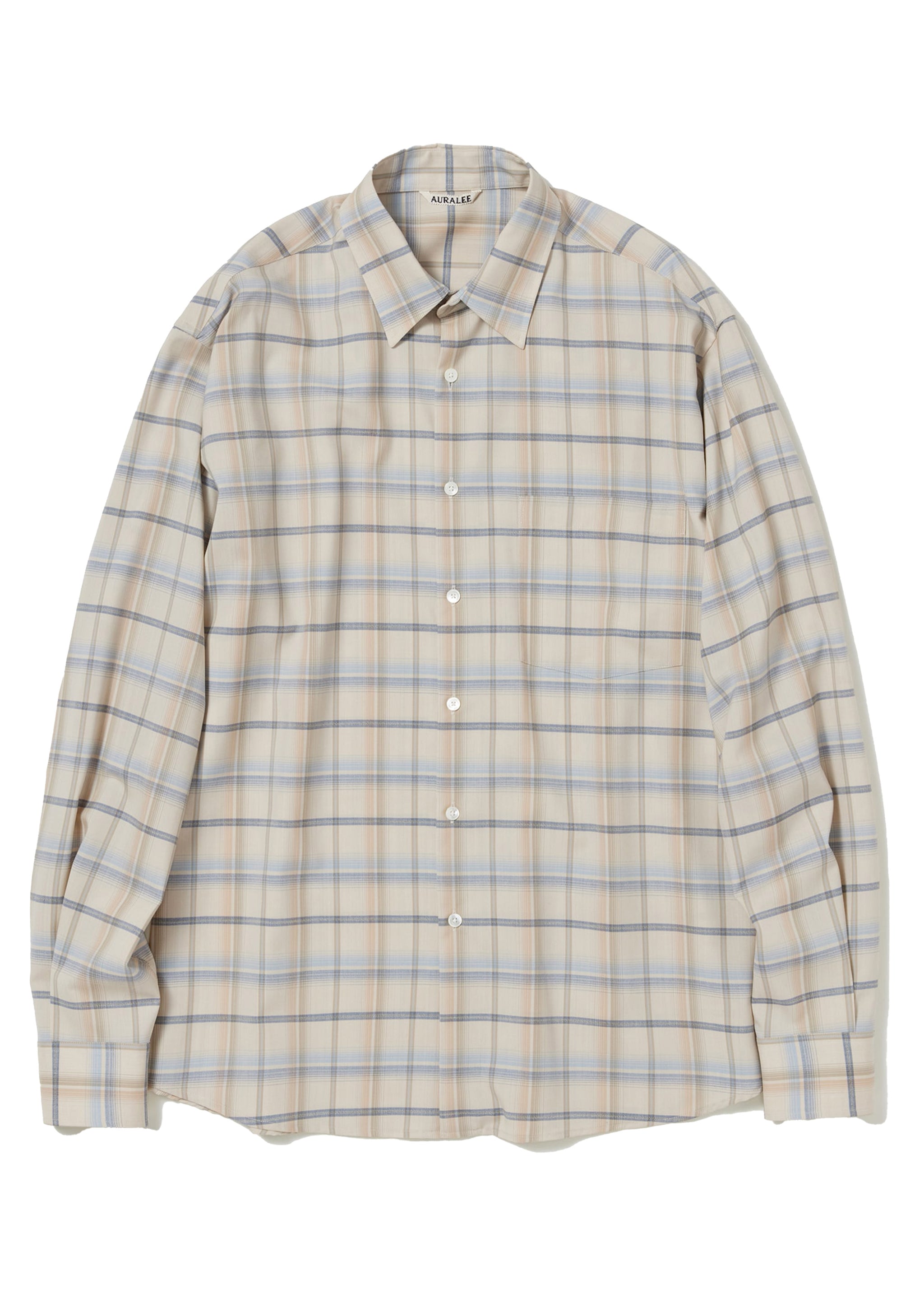 AURALEE - SUPER LIGHT WOOL CHECK SHIRT LIGHT BEIGE CHECK – SOLAR MTP