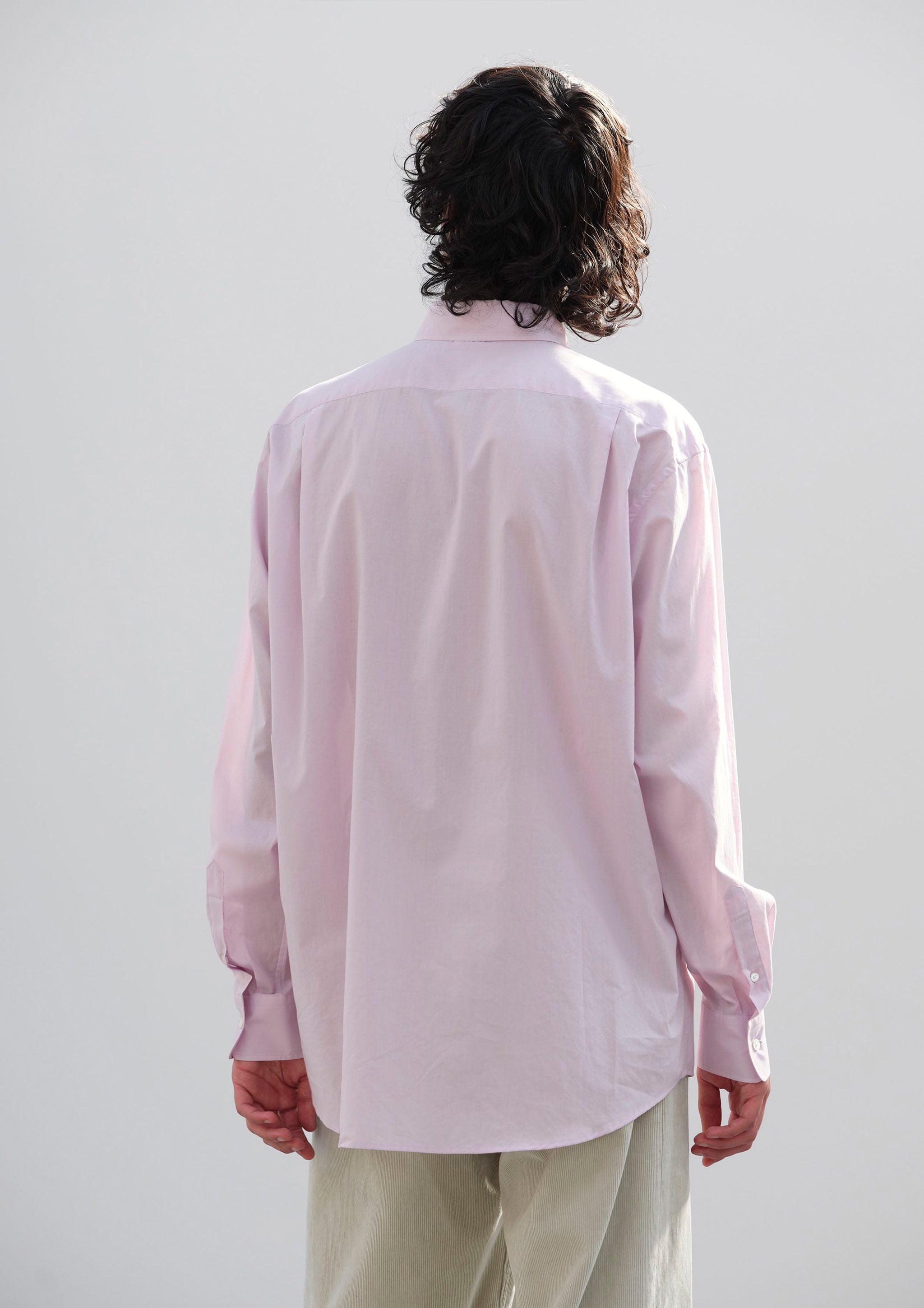 オーラリー WASHED FINX TWILL BOX SHIRTS PINK Auralee Wrinkled Washed Finx Twill Shirt in Pink Beige