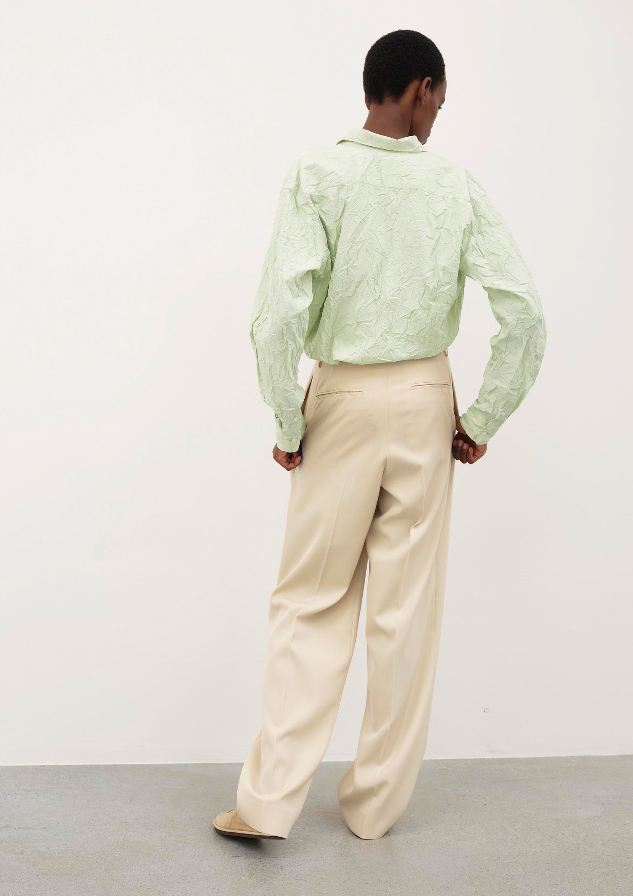 AURALEE - WRINKLED WASHED FINX TWILL SHIRT LIGHT GREEN – SOLAR MTP