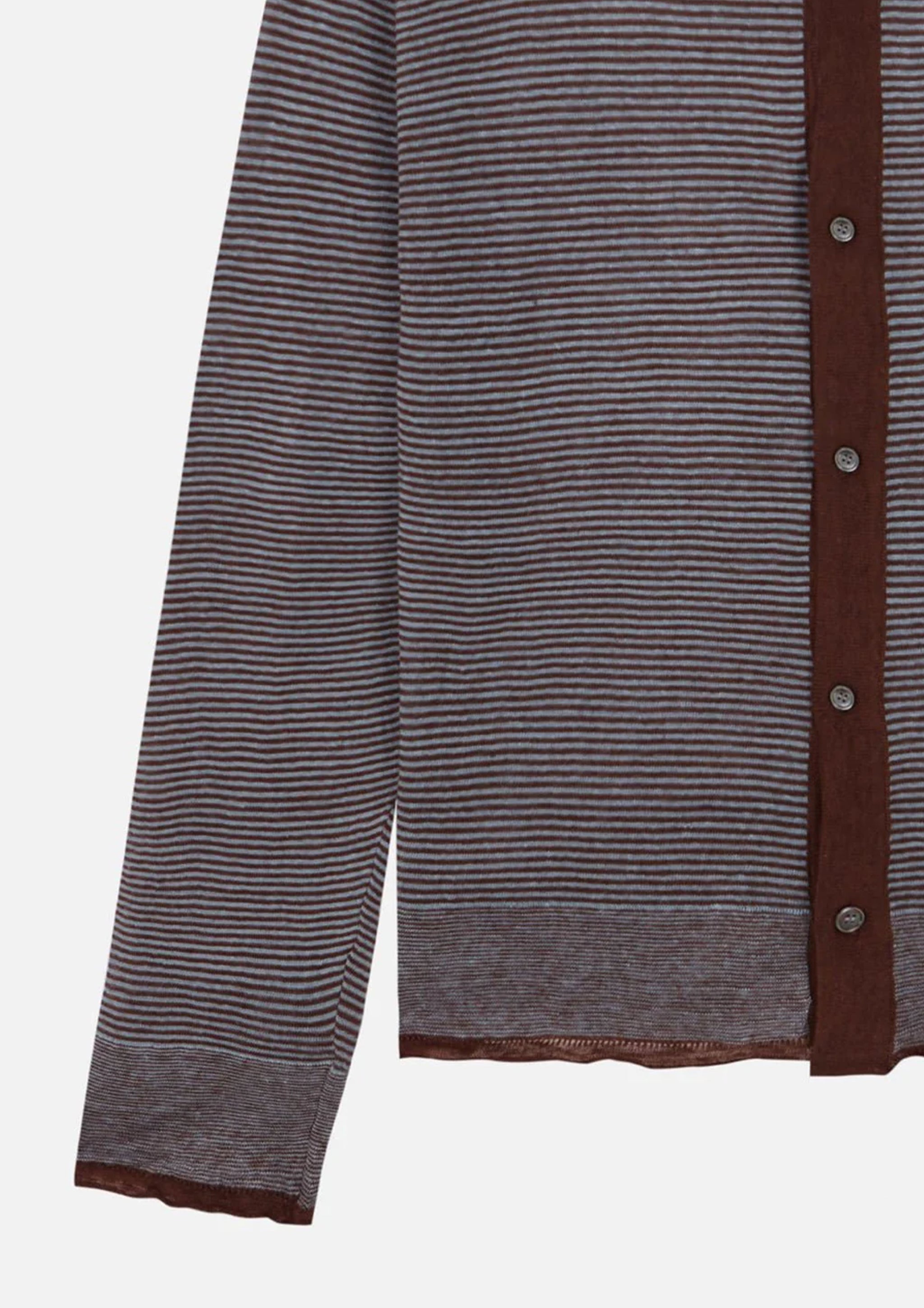 CAMISAS MANOLO - BROWN BLUE STRIPES KNITTED SHIRT – SOLAR MTP