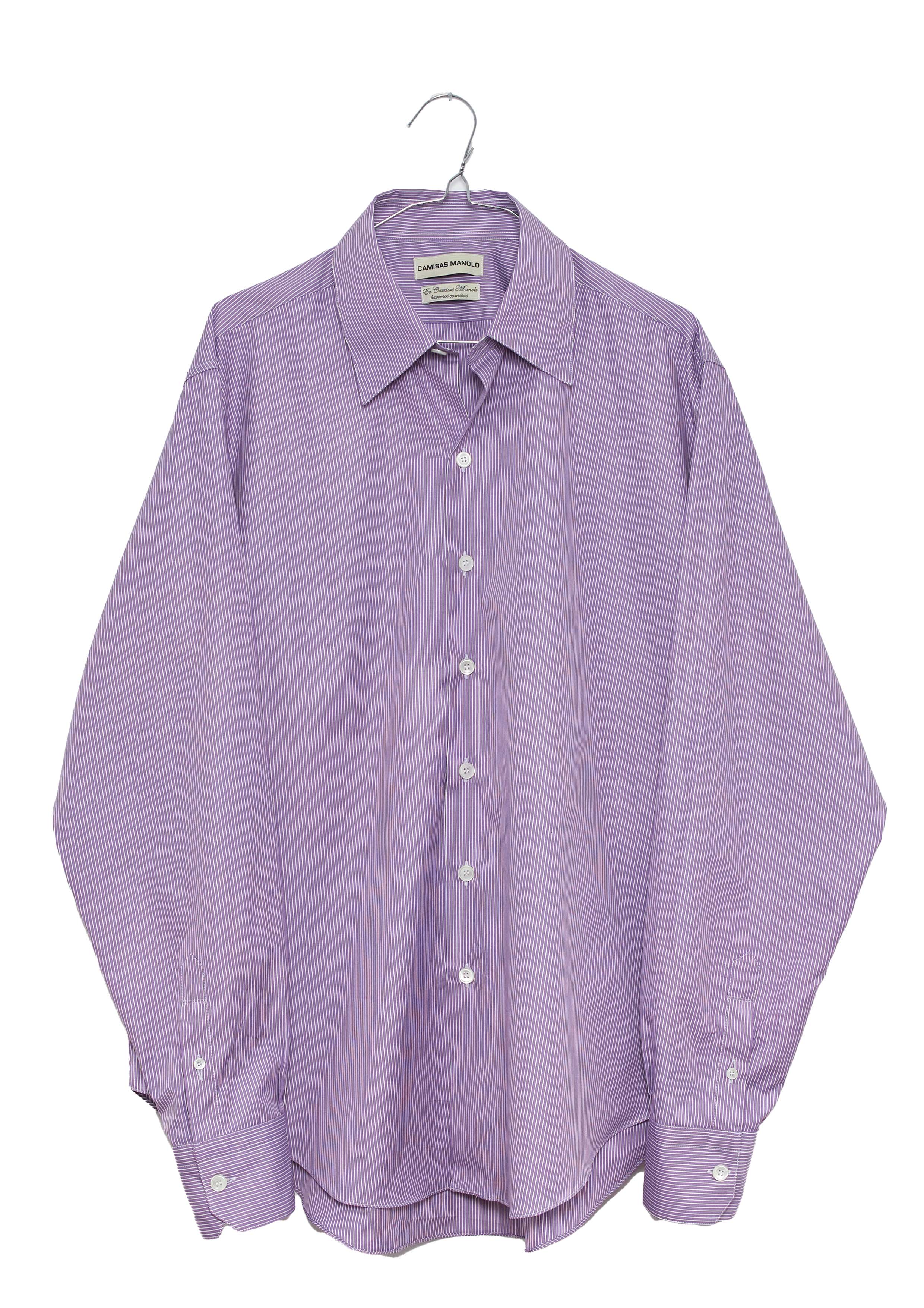 CAMISAS MANOLO - NORMAL SHIRT PURPLE WHITE STRIPES SHIRT – SOLAR MTP