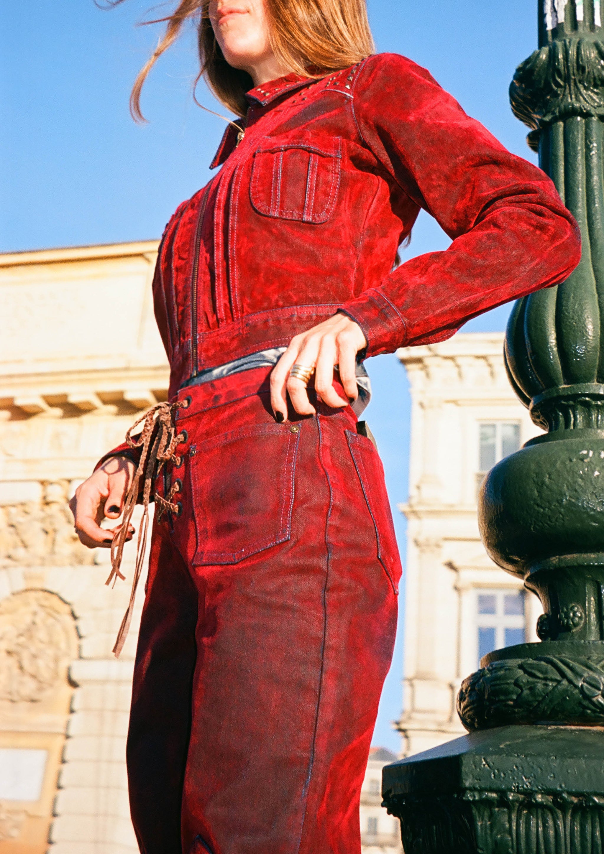 GUESS USA - GUSA LACE STRAIGHT DENIM PANT RED – SOLAR MTP