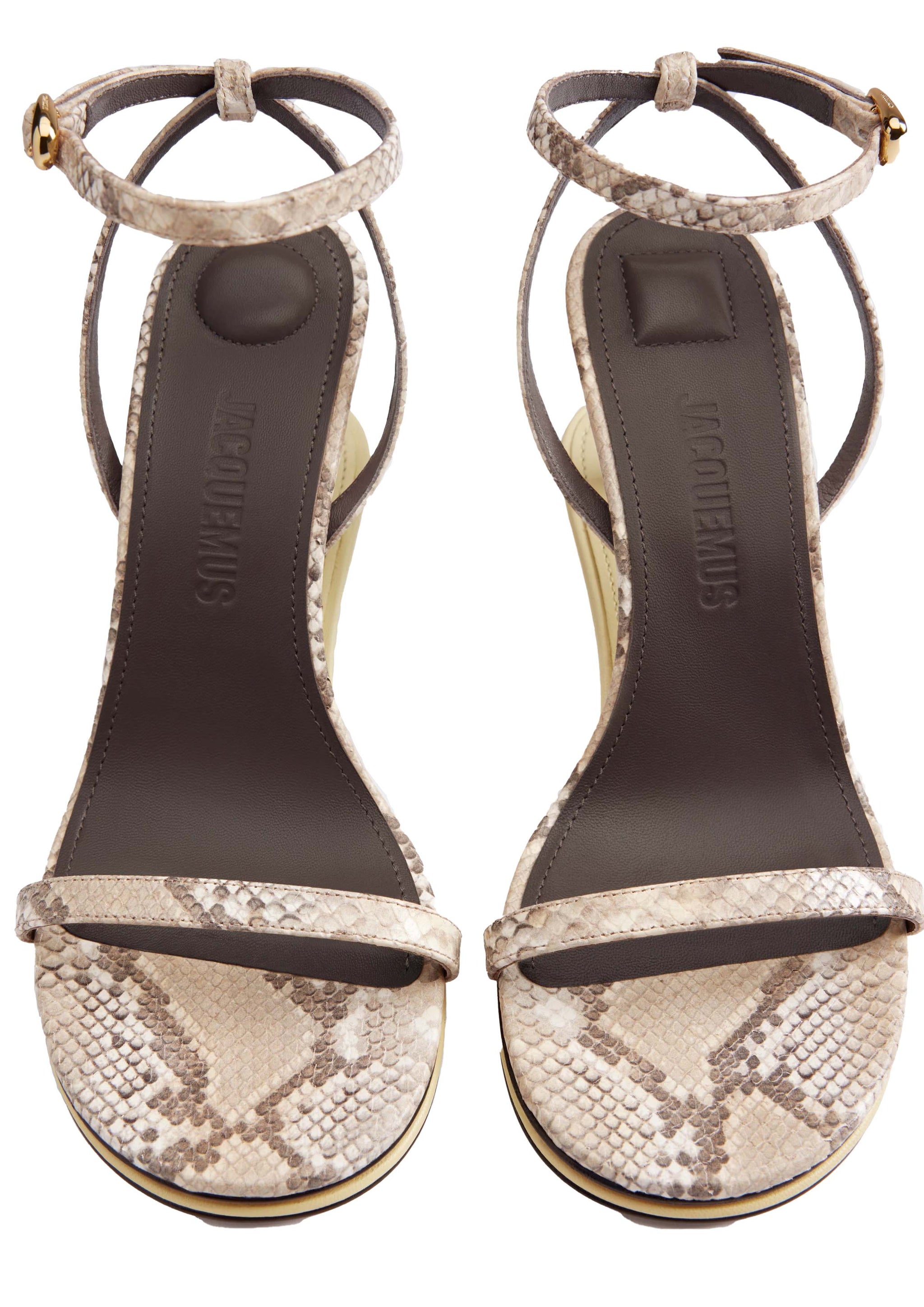 JACQUEMUS - LES DOUBLES SANDALES PYTHON BEIGE/PALE YELLOW