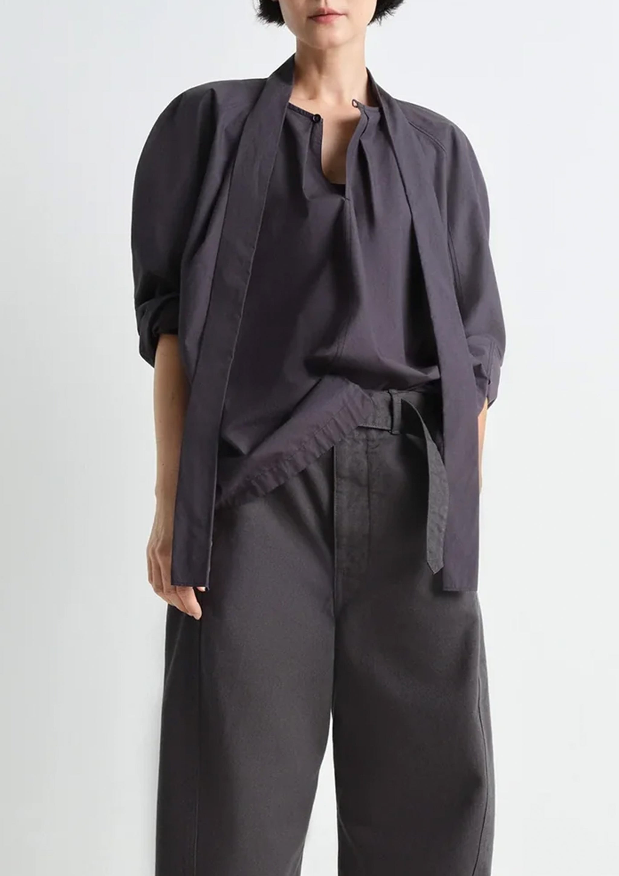 LEMAIRE - ASCOT BLOUSE CHARCOAL – SOLAR MTP, image size:2048x2897