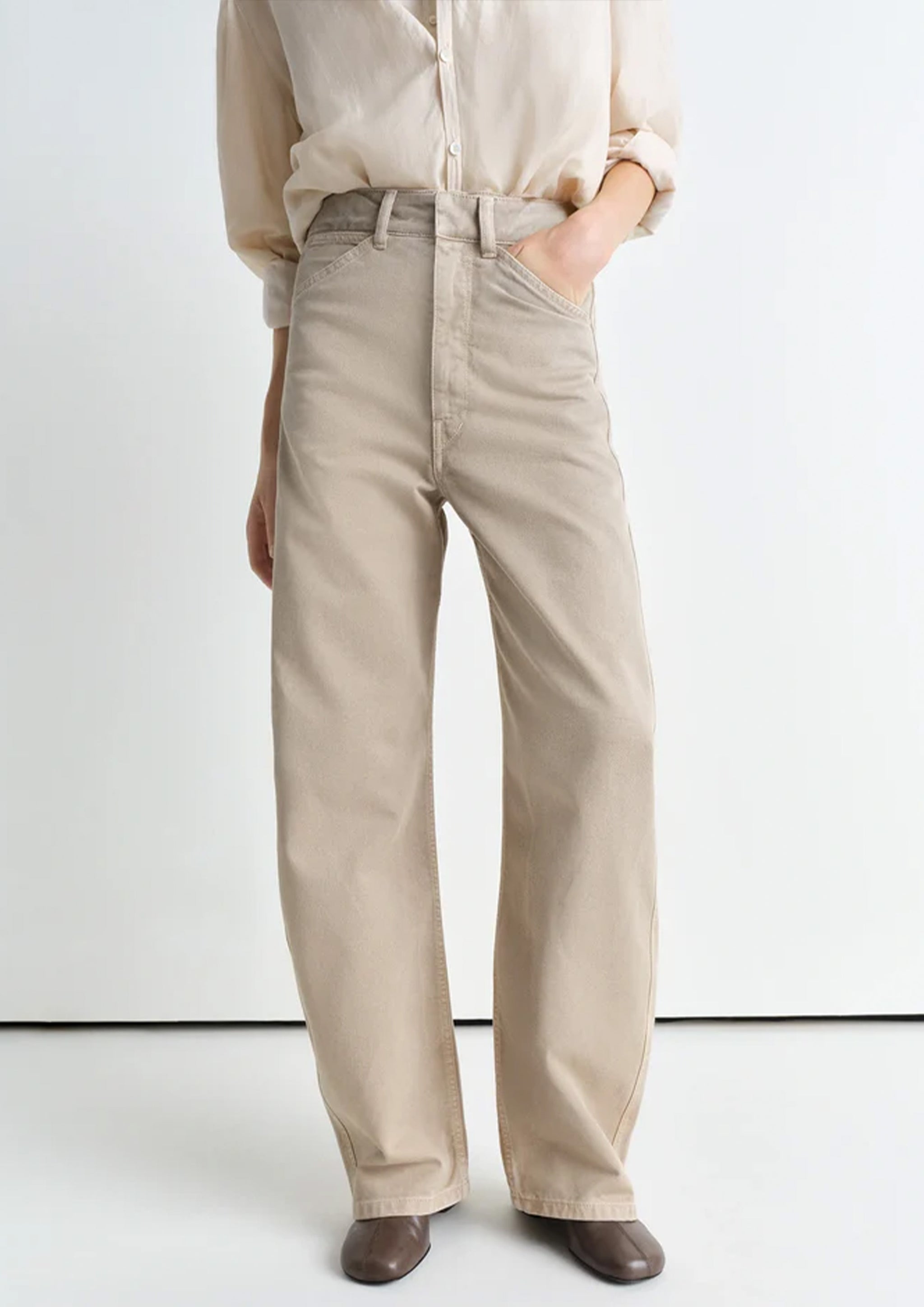 【関税込み】LEMAIRE ベージュ テーパードパンツ LEMAIRE_HIGH_WAISTED_CURVED_PA