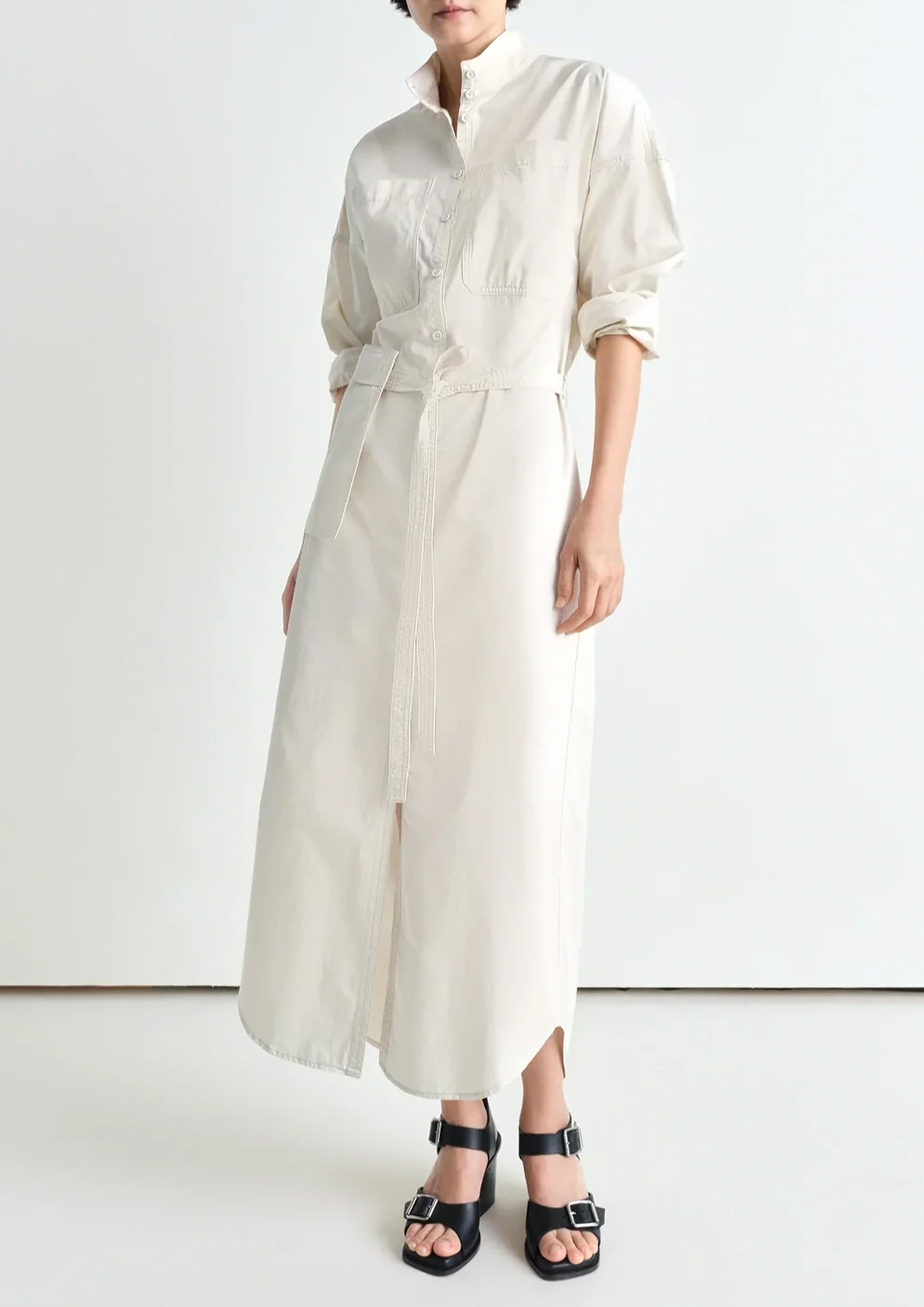 LEMAIRE - LONG SHIRT DRESS CREAMY WHITE LEMAIRE - LONG SHIRT DRESS CREAMY WHITE