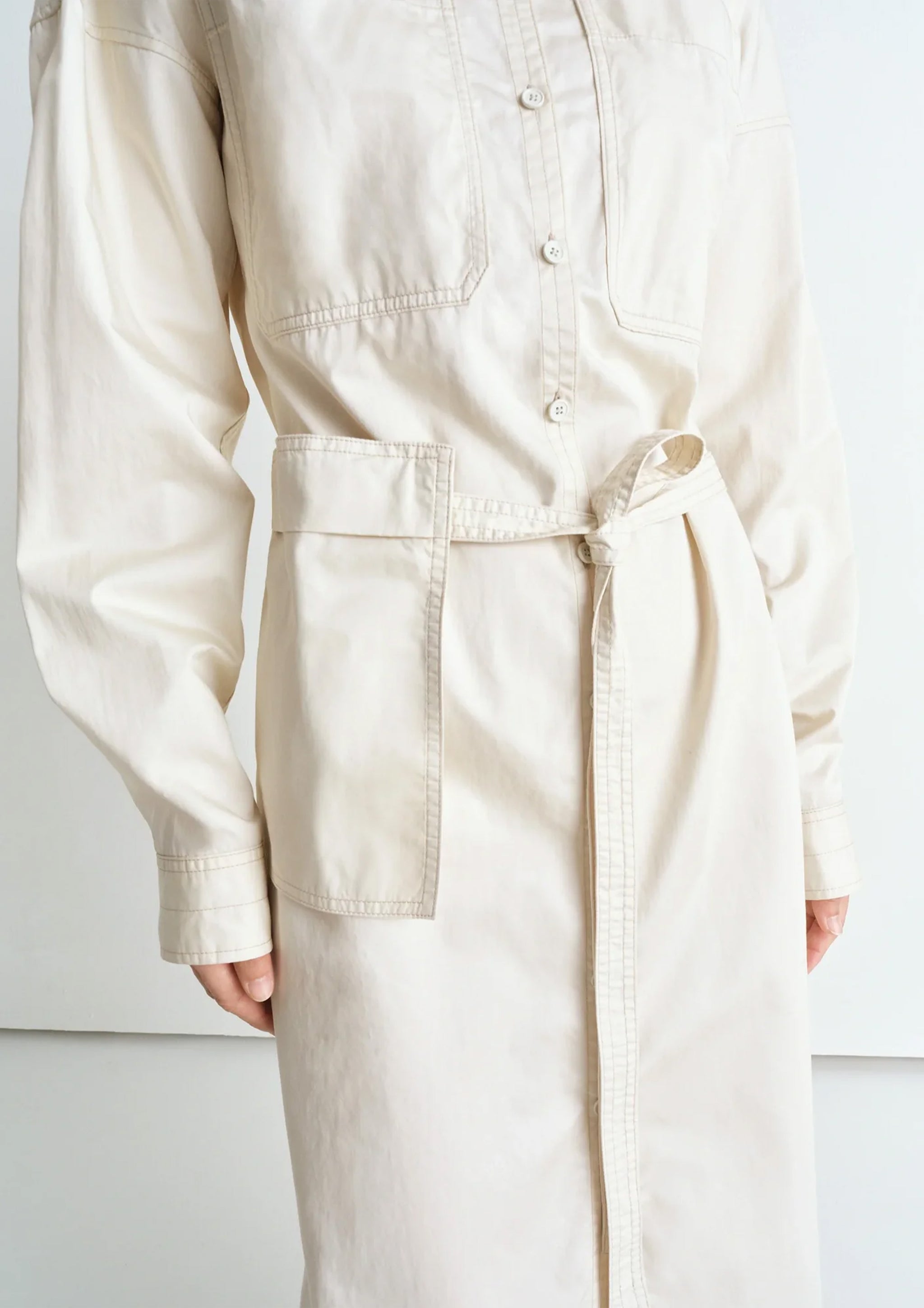 ワンピース LEMAIRE DRESSES CREAMY WHITE LEMAIRE - LONG SHIRT DRESS CREAMY WHITE – SOLAR MTP