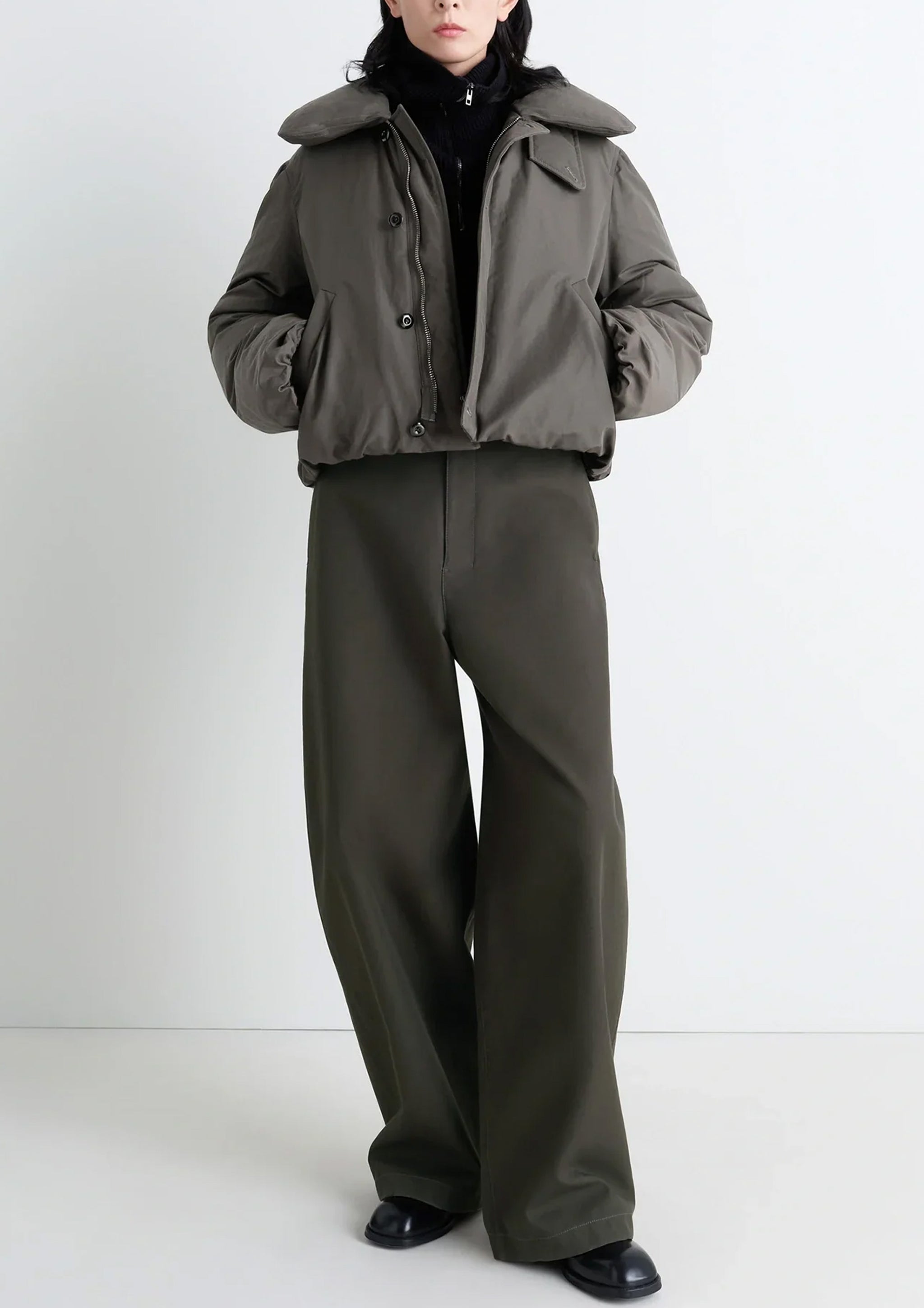 LEMAIRE - SHORT PUFFER BLOUSON DARK ESPRESSO – SOLAR MTP