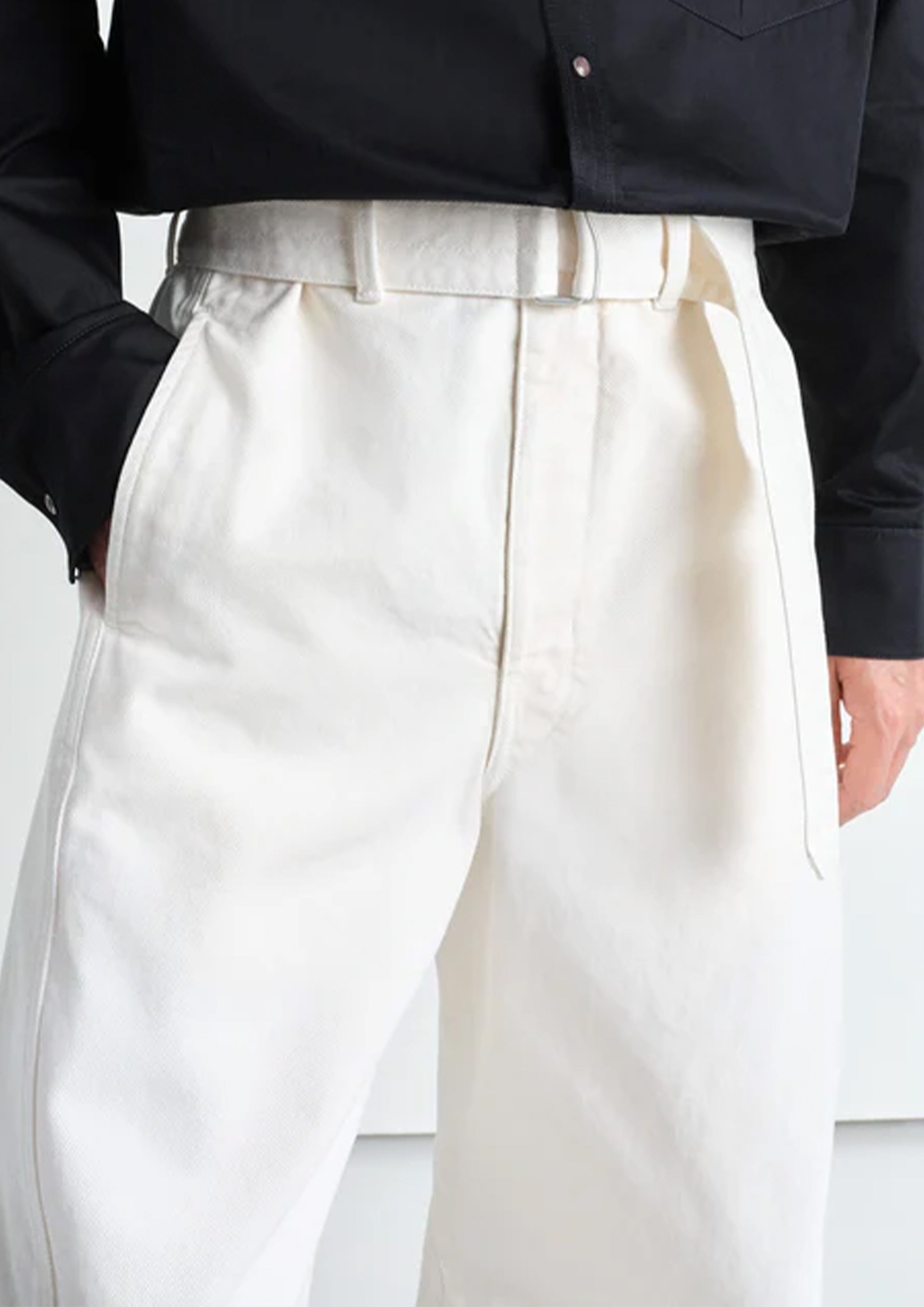 LEMAIRE - TWISTED BELT PANTS SNOWY OFF WHITE – SOLAR MTP