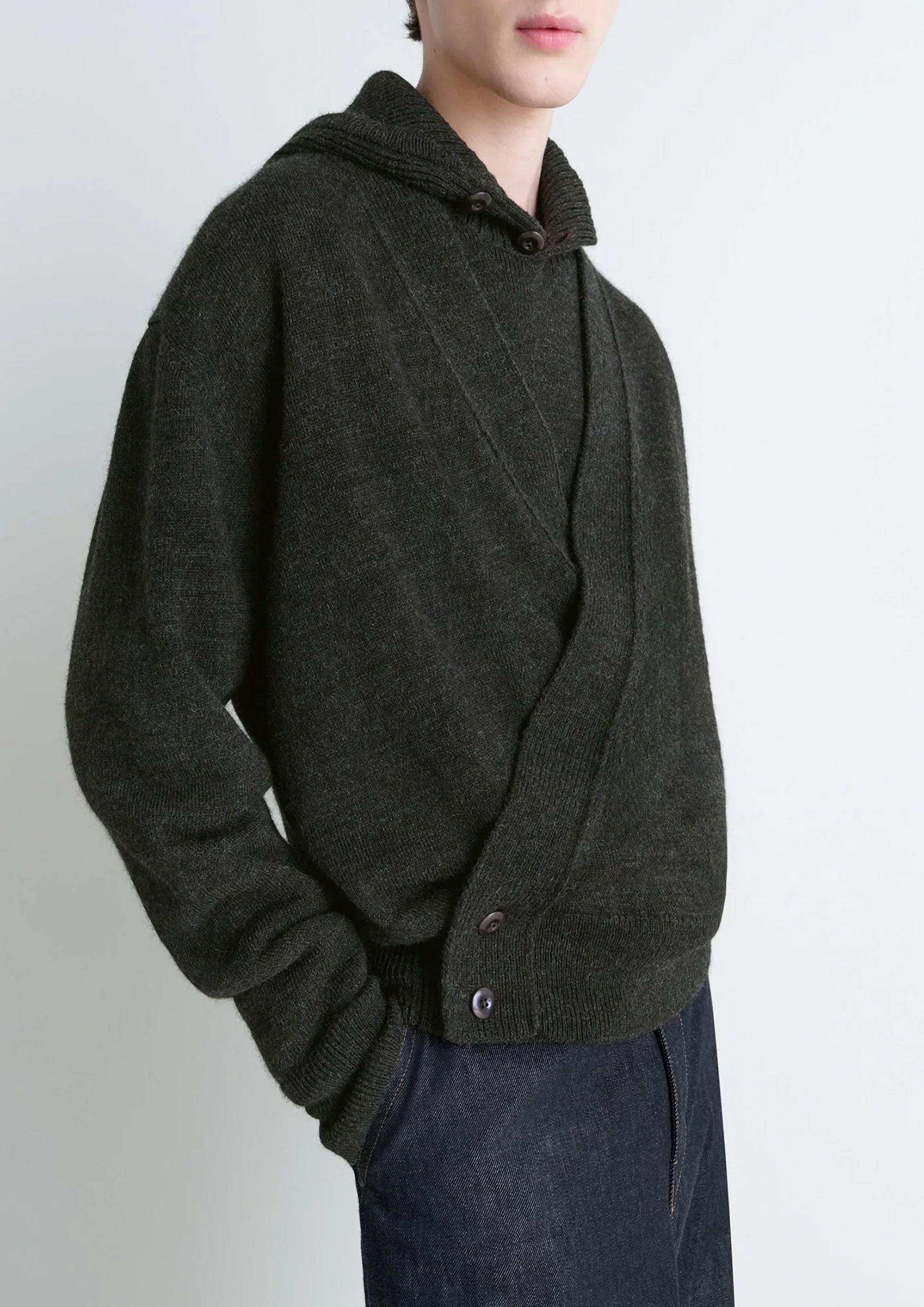 LEMAIRE - WRAP CARDIGAN DARK ESPRESSO – SOLAR MTP