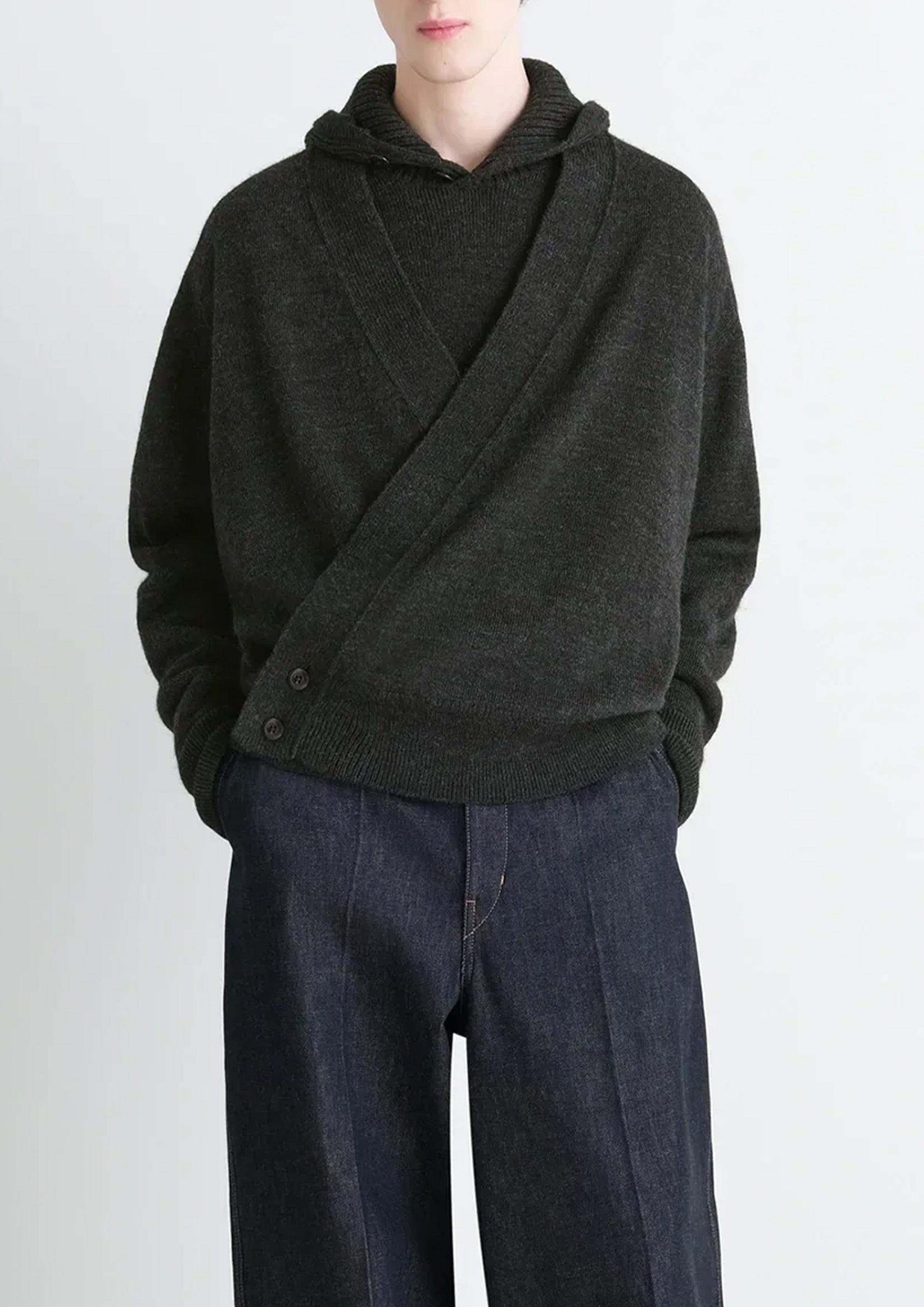 LEMAIRE - WRAP CARDIGAN DARK ESPRESSO – SOLAR MTP