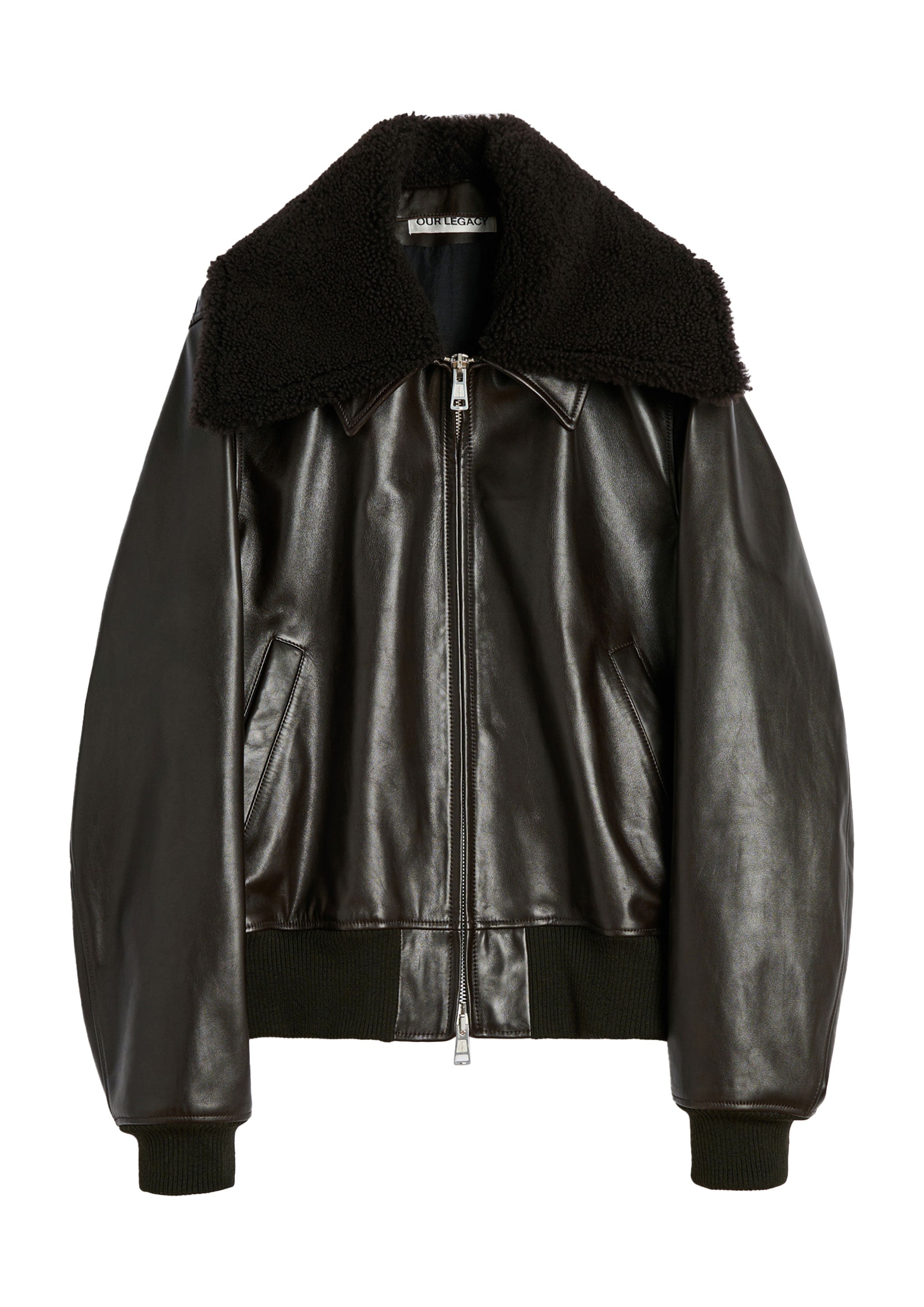 OUR LEGACY - PHAROS BOMBER UMBER BROWN FLUID CALFSKIN – SOLAR MTP