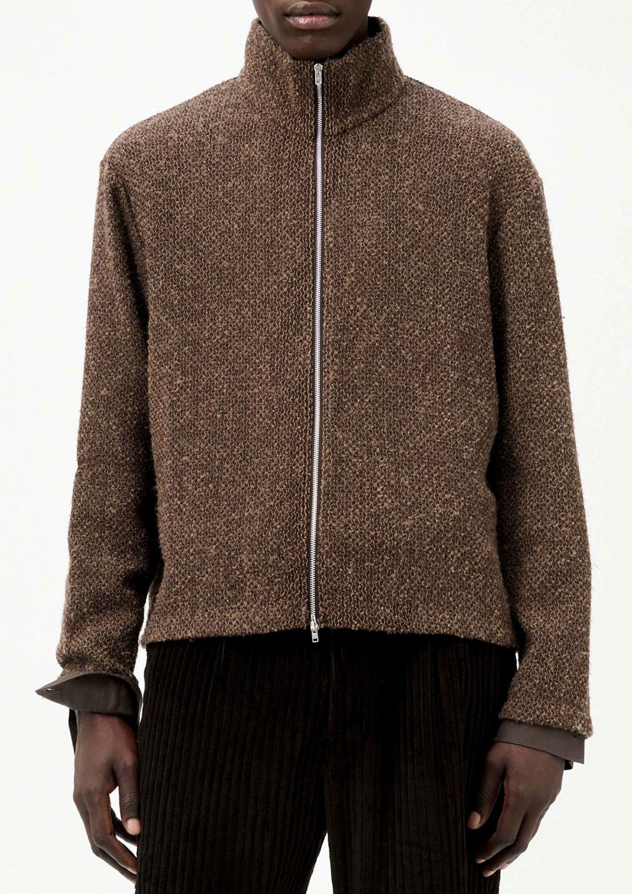 OUR LEGACY - SHRUNKEN FULLZIP POLO BROWN SPARSE BUCKLE WEAVE