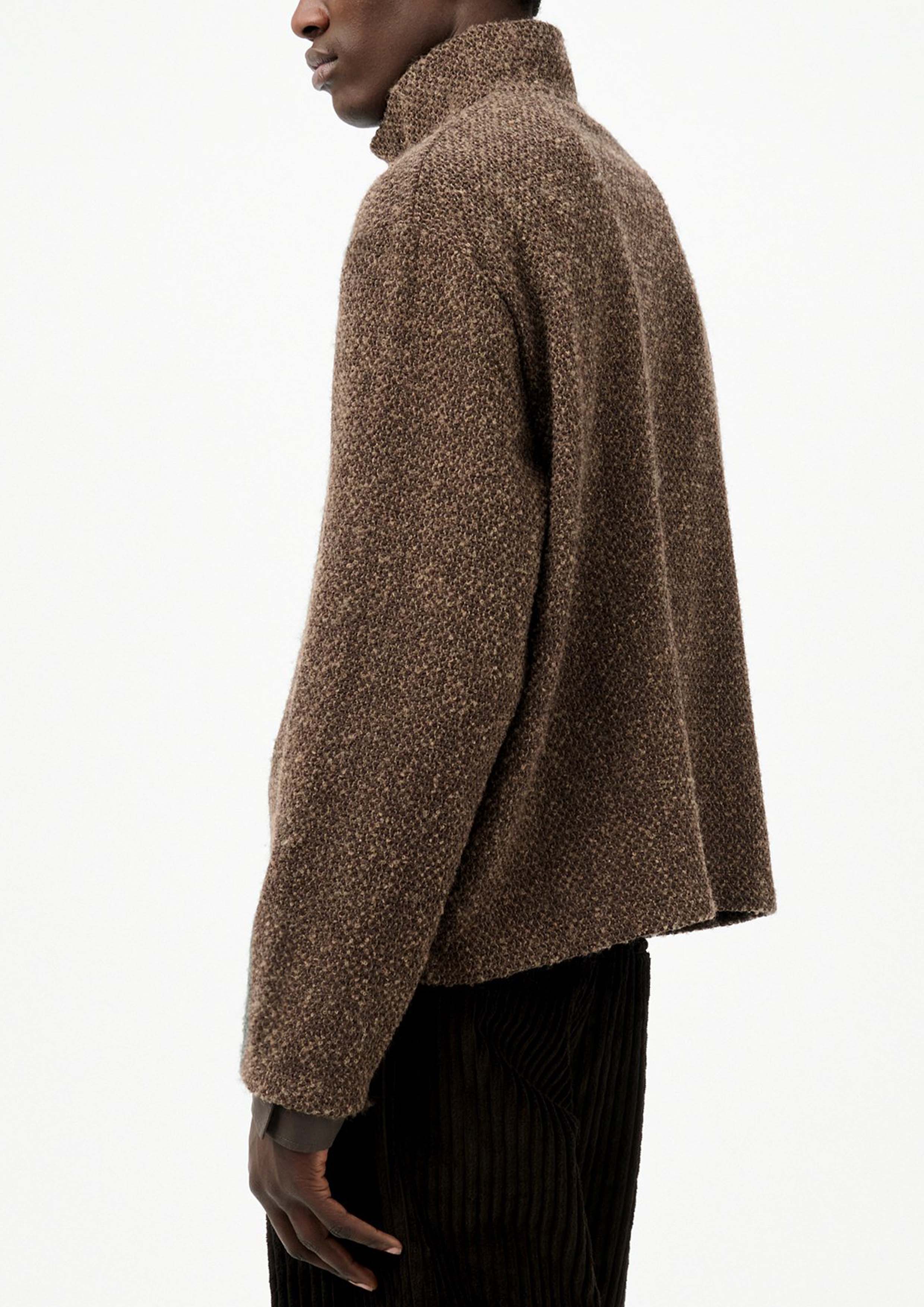 OUR LEGACY - SHRUNKEN FULLZIP POLO BROWN SPARSE BUCKLE WEAVE