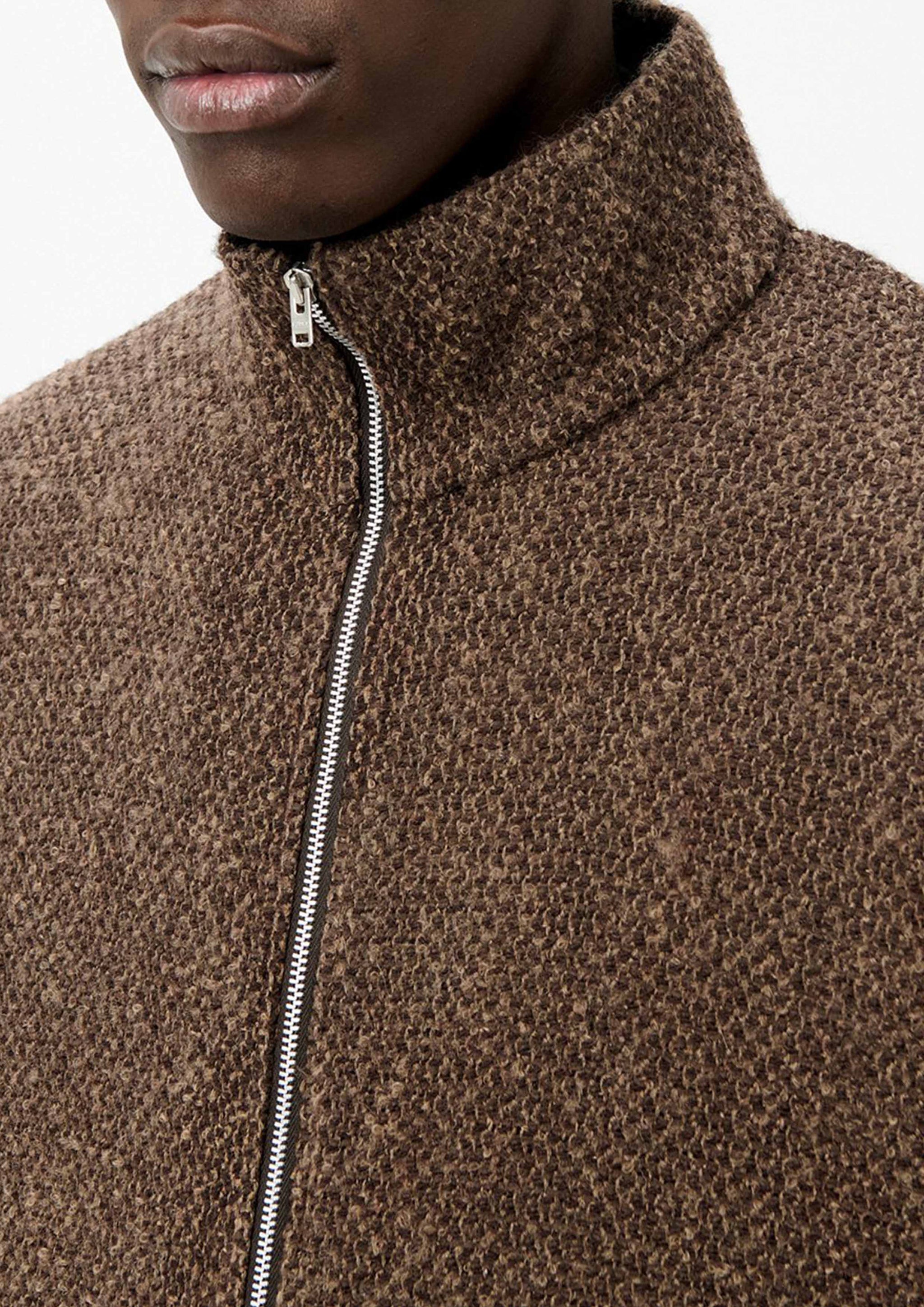 OUR LEGACY - SHRUNKEN FULLZIP POLO BROWN SPARSE BUCKLE WEAVE OUR LEGACY - SHRUNKEN FULLZIP POLO BROWN SPARSE BUCKLE WEAVE