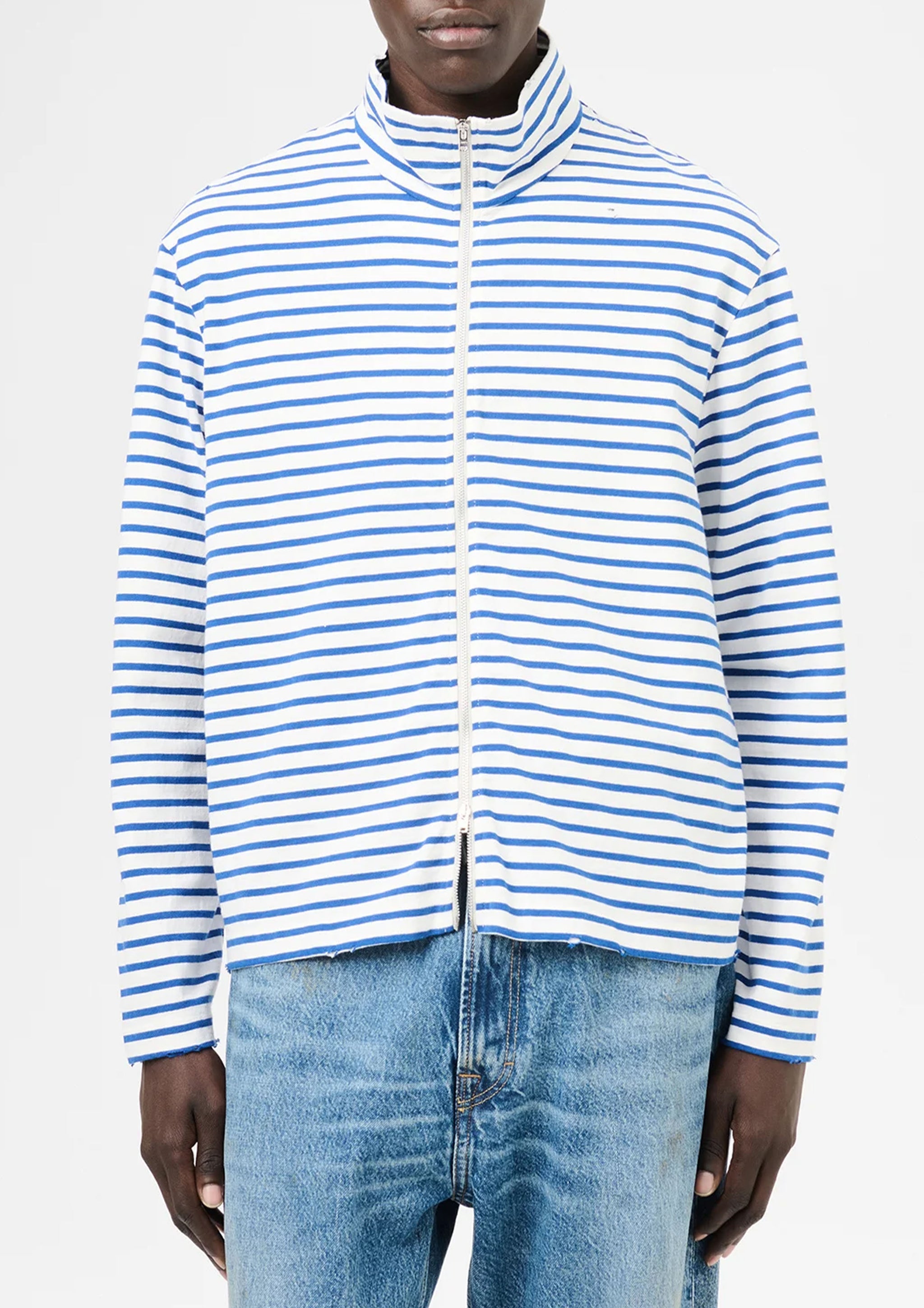 OUR LEGACY - SHRUNKEN FULLZIP POLO GENOVA STRIPE ROUGH