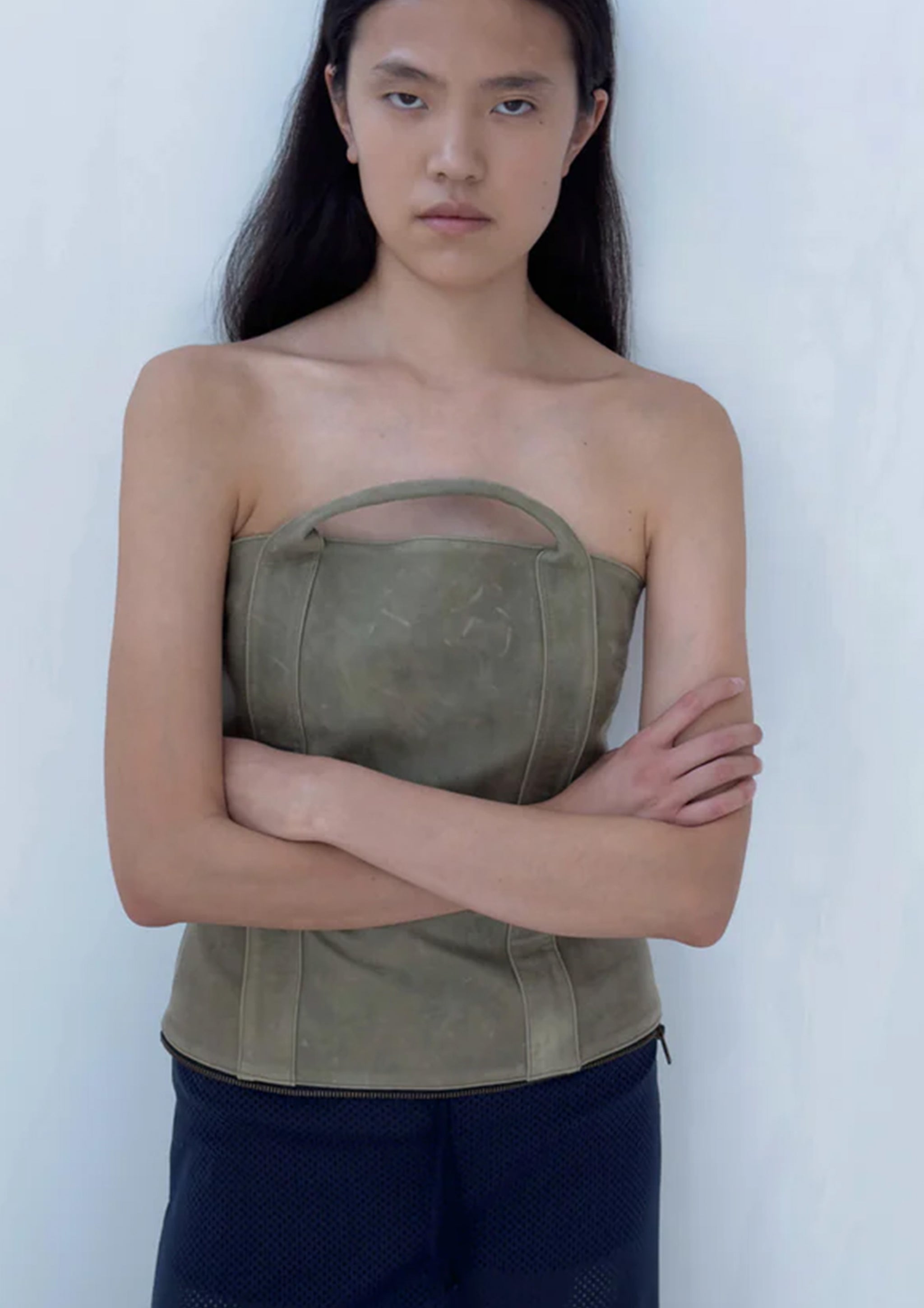 【新品未使用】paloma wool カットソー green OMU-Green delicate, slightly sheer top with PW embroidery