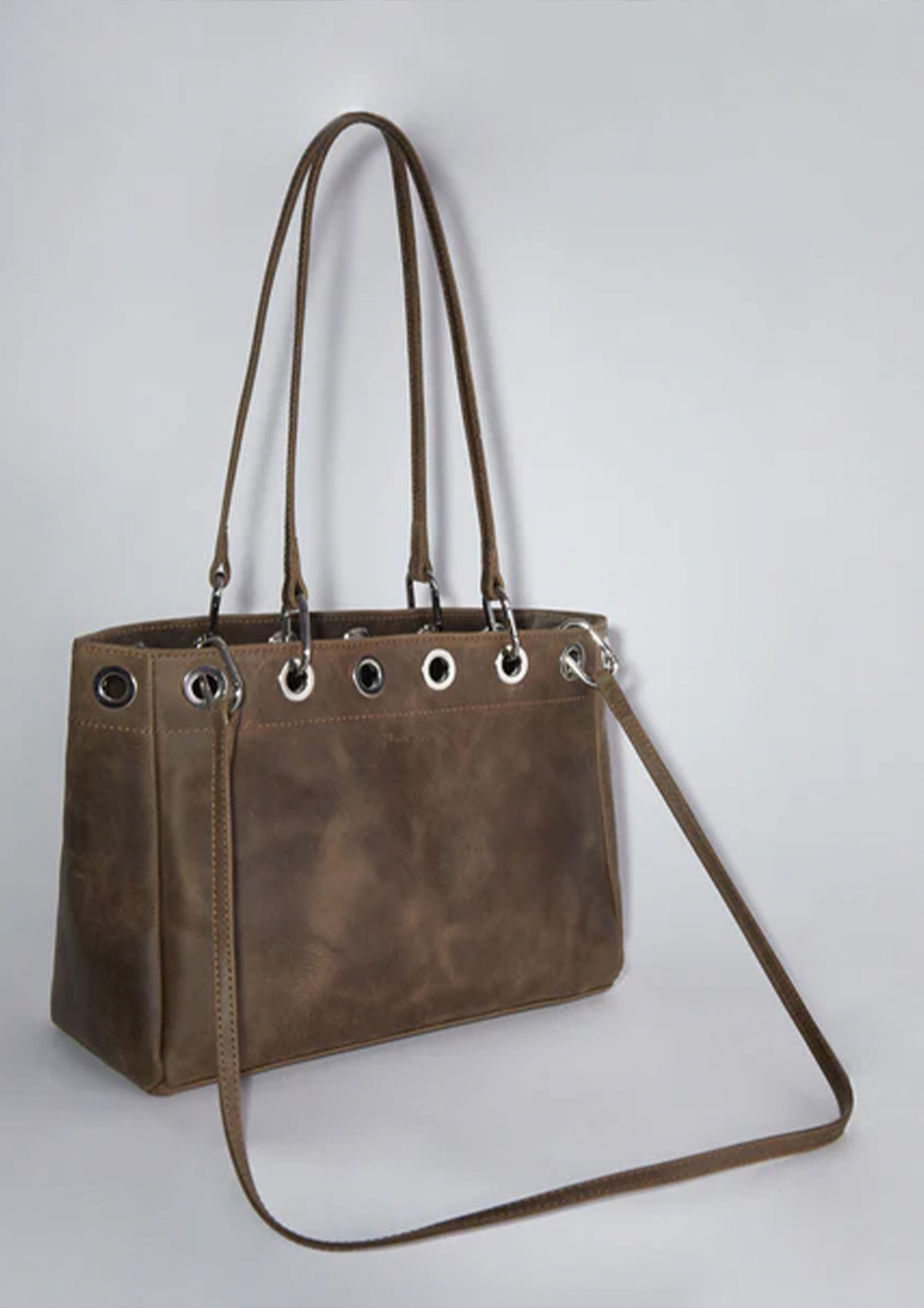 PHILANA-Black shopping bag with multiposition handles