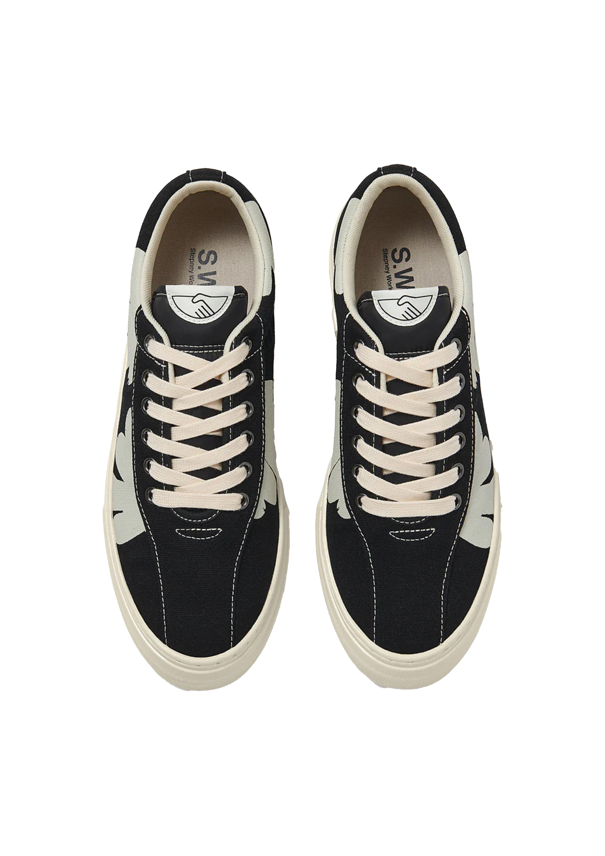 【STEPNEY WORKERS CLUB】DELLOW CUP SHROOMHANDS スニーカー DELLOW CUP SHROOMHANDS CANVAS ECRU-BLACK – S.W.C - Stepney