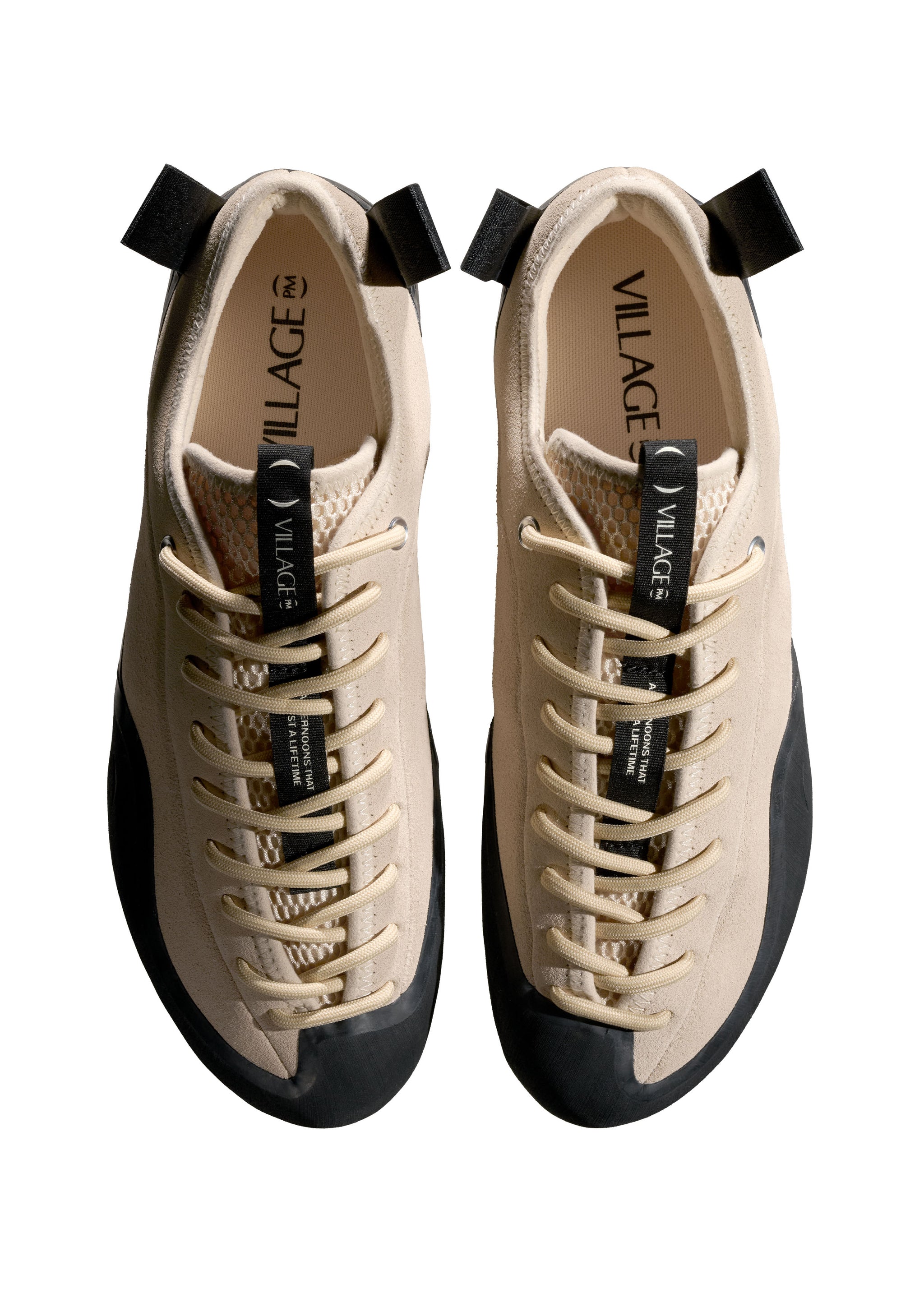 VILLAGE PM - 1 PM / CREAM BEIGE - NATURAL BLACK / LEATHER SUEDE 