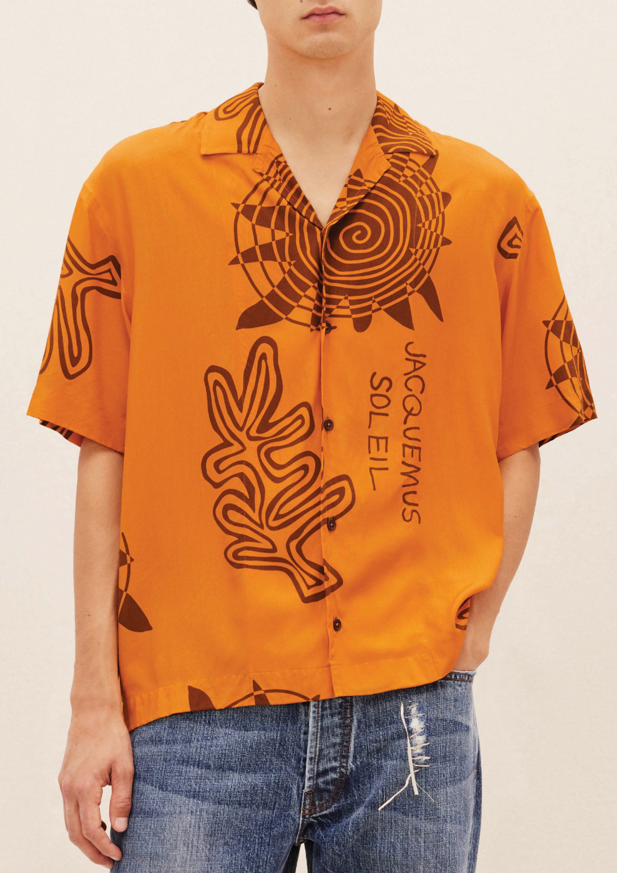 JACQUEMUS - LA CHEMISE JEAN PRINT ORANGE ARTY SUN – SOLAR MTP